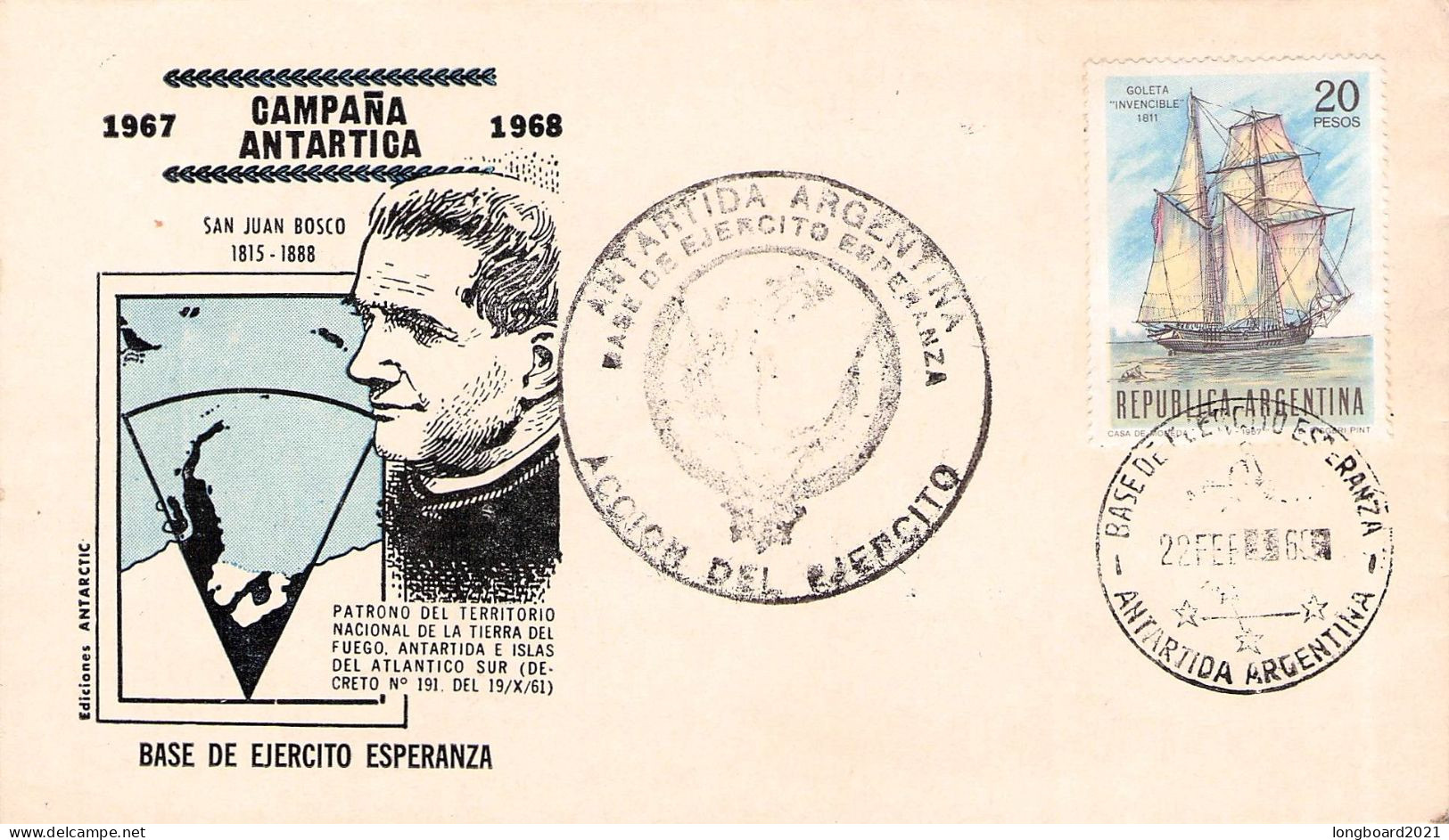 ARGENTINA - BASE DE EJERCITO ESPERANCA - ANTARCTICA 1969 / 7033 - Cartas & Documentos