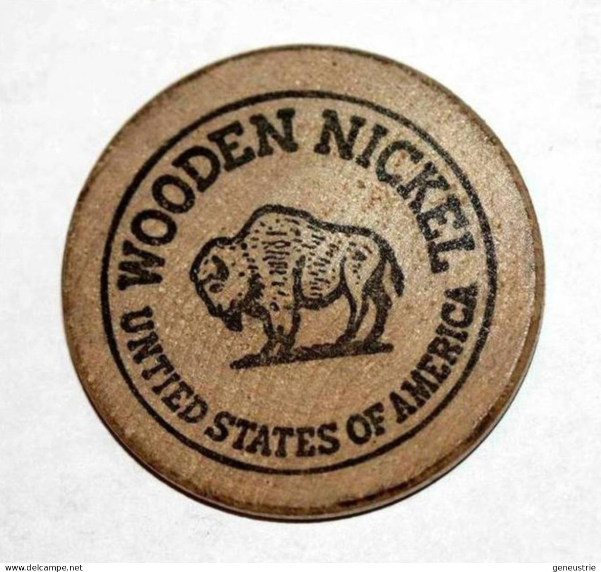 Wooden Token - Wooden Nickel - Jeton Bois Bison Monnaie Nécessité - Appreciation Dinner 1969 - Etats-Unis - Noodgeld