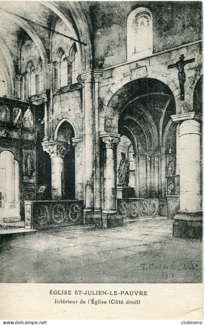 CPA - PARIS - EGLISE SAINT-JULIEN-LE-PAUVRE - INTERIEUR DE L'EGLISE (COTE DROIT) - Chiese