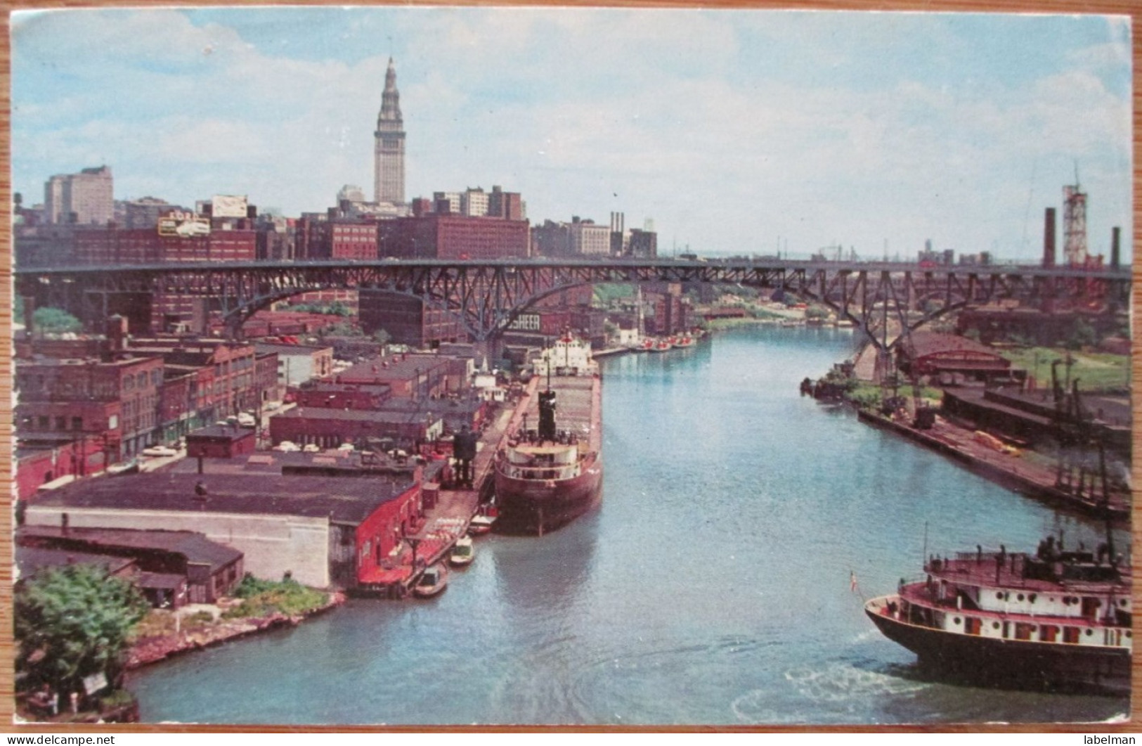 USA UNITED STATES OHIO CLEVELAND CUYANOGA RIVER BRIDGE POSTCARD CARTE POSTALE ANSICHTSKARTE CARTOLINA POSTKARTE - Cleveland