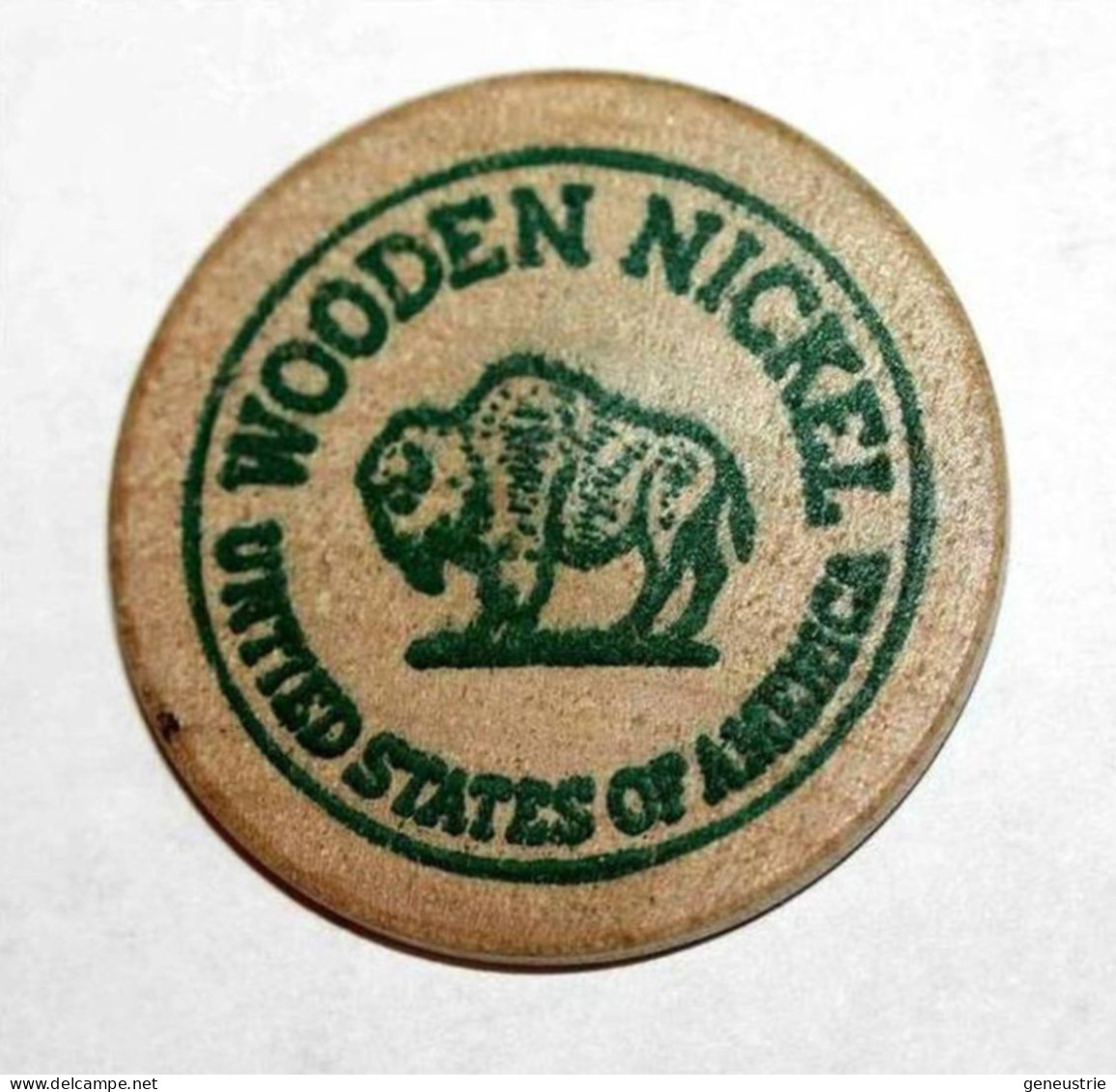 Wooden Token - Wooden Nickel - Jeton Bois Bison Monnaie Nécessité - Miami Floride - Etats-Unis - Monétaires/De Nécessité