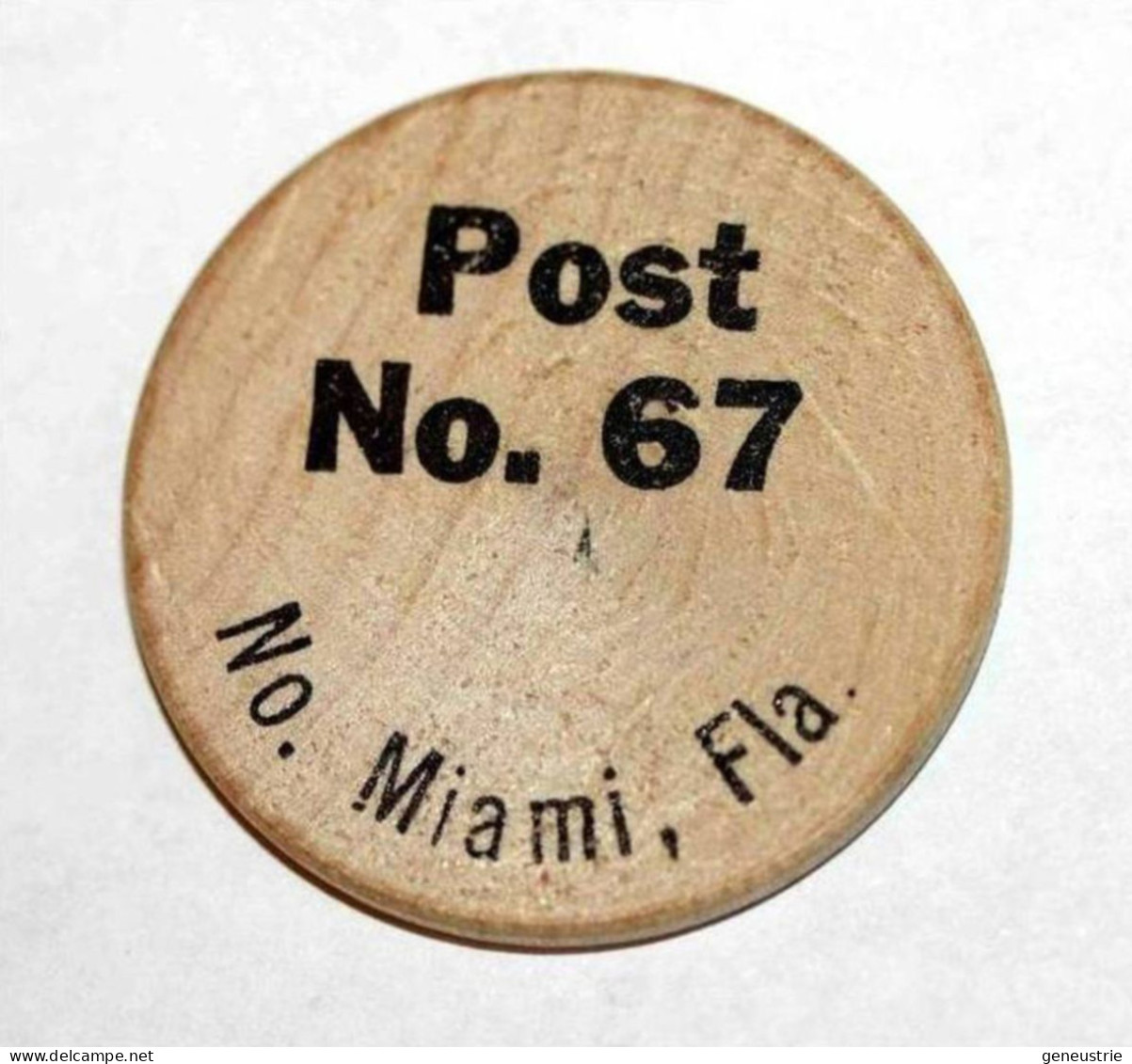 Wooden Token - Wooden Nickel - Jeton Bois Bison Monnaie Nécessité - Miami Floride - Etats-Unis - Notgeld
