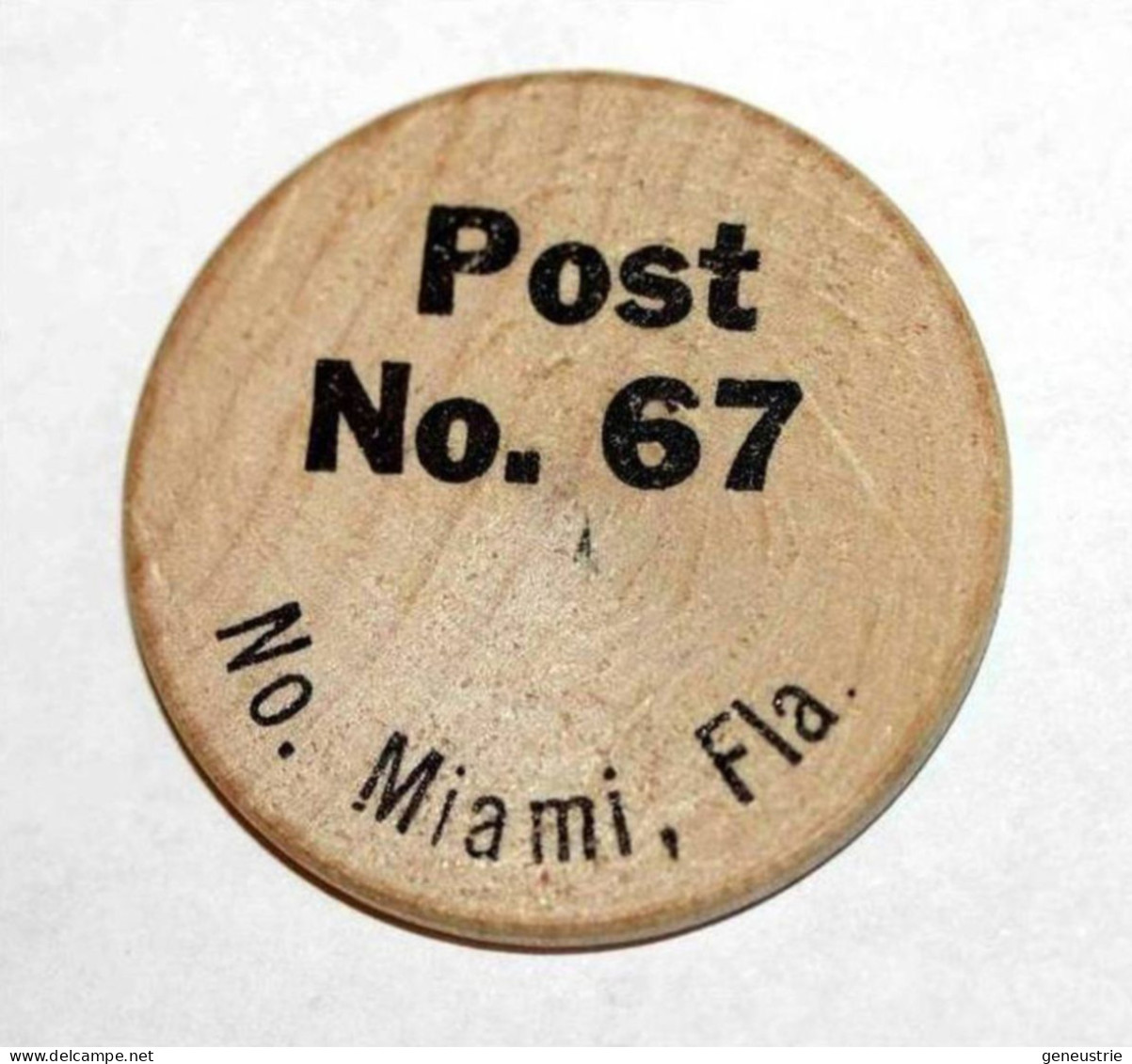 Wooden Token - Wooden Nickel - Jeton Bois Bison Monnaie Nécessité - Miami Floride - Etats-Unis - Noodgeld