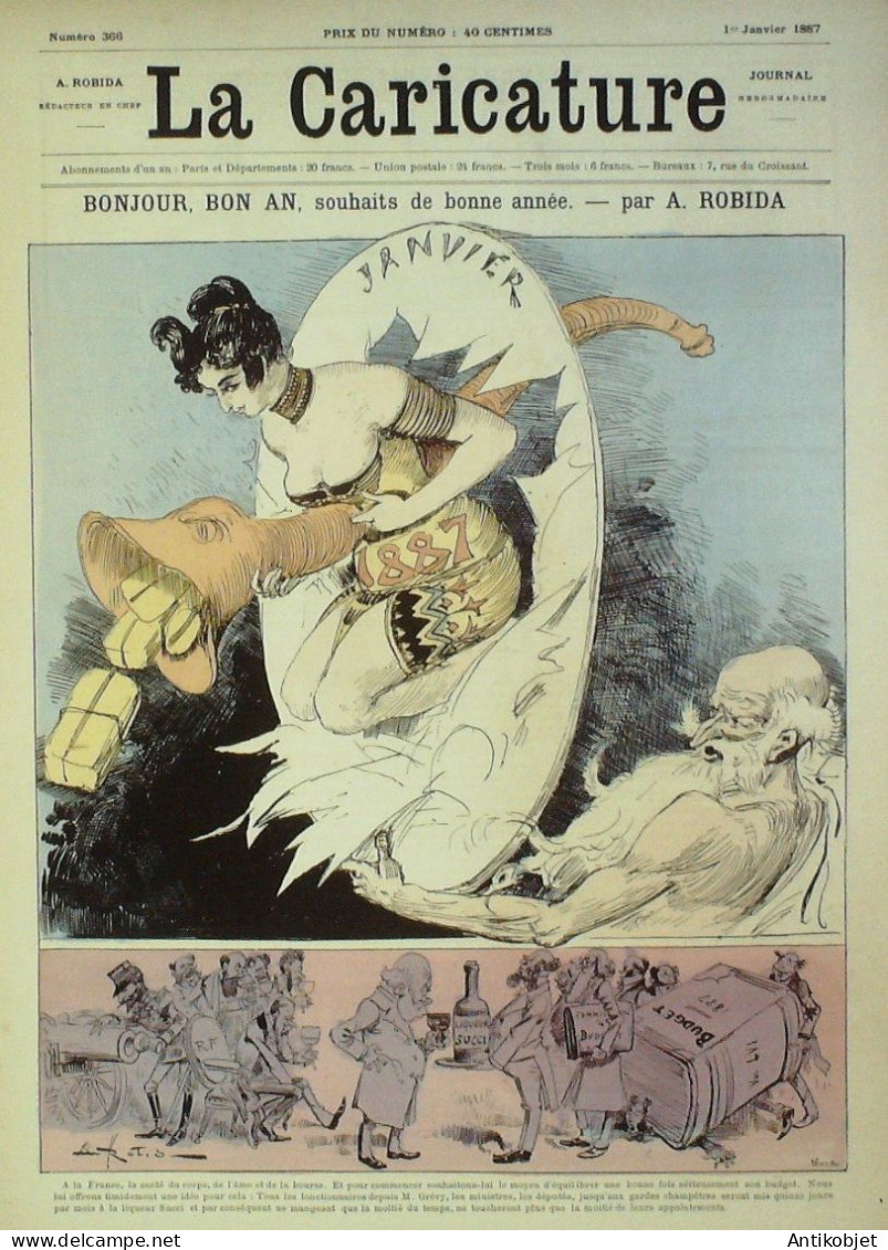 La Caricature 1887 N°366 Nouvel An Robida Sorel Trock Job - Revistas - Antes 1900