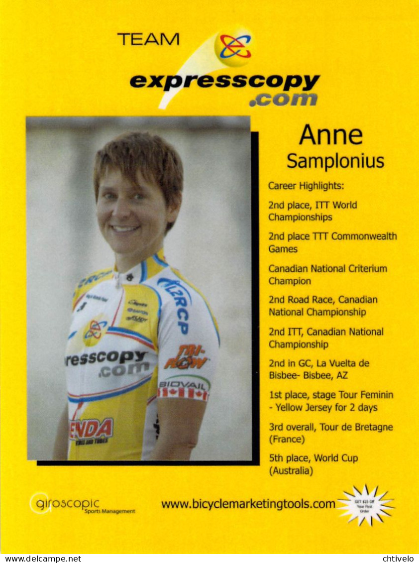 Cyclisme, Anne Samplonius - Cycling