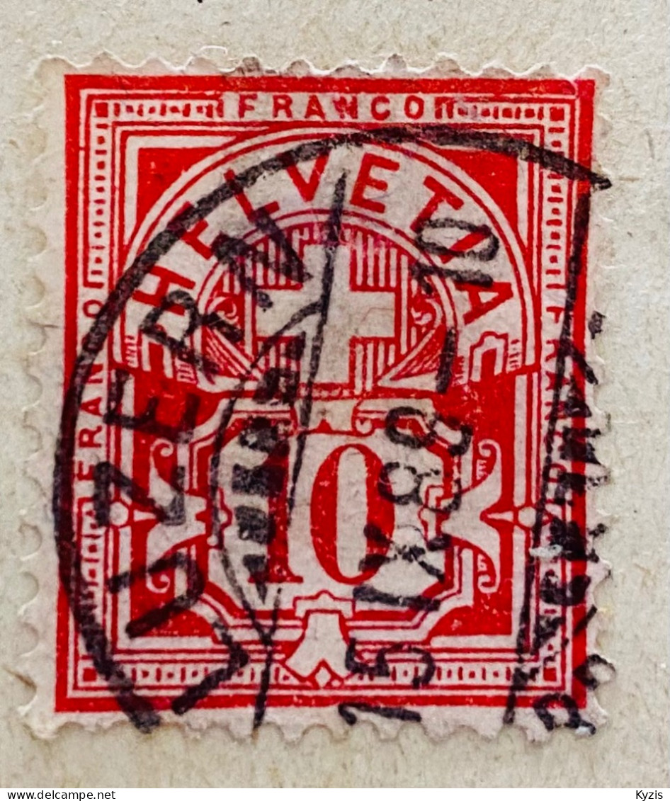 SUISSE - 1882, VARIÉTÉ - 10 Centimes Blason Helleosa - Gebruikt