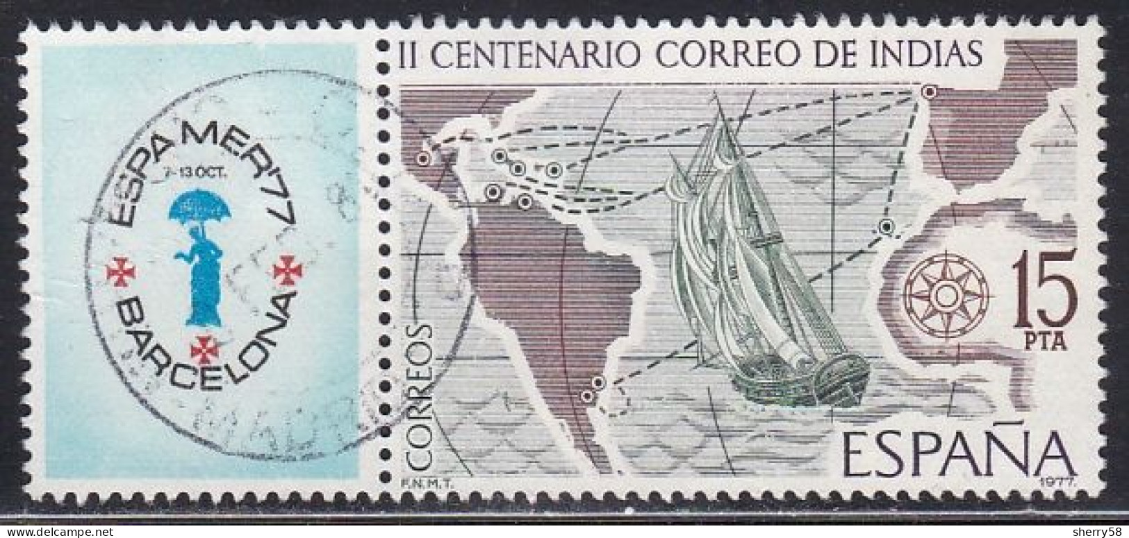 1977-ED. 2437-COMPLETA CON BANDELETA-CORREO MARITIMO.ESPAMER'77-USADO - Gebruikt