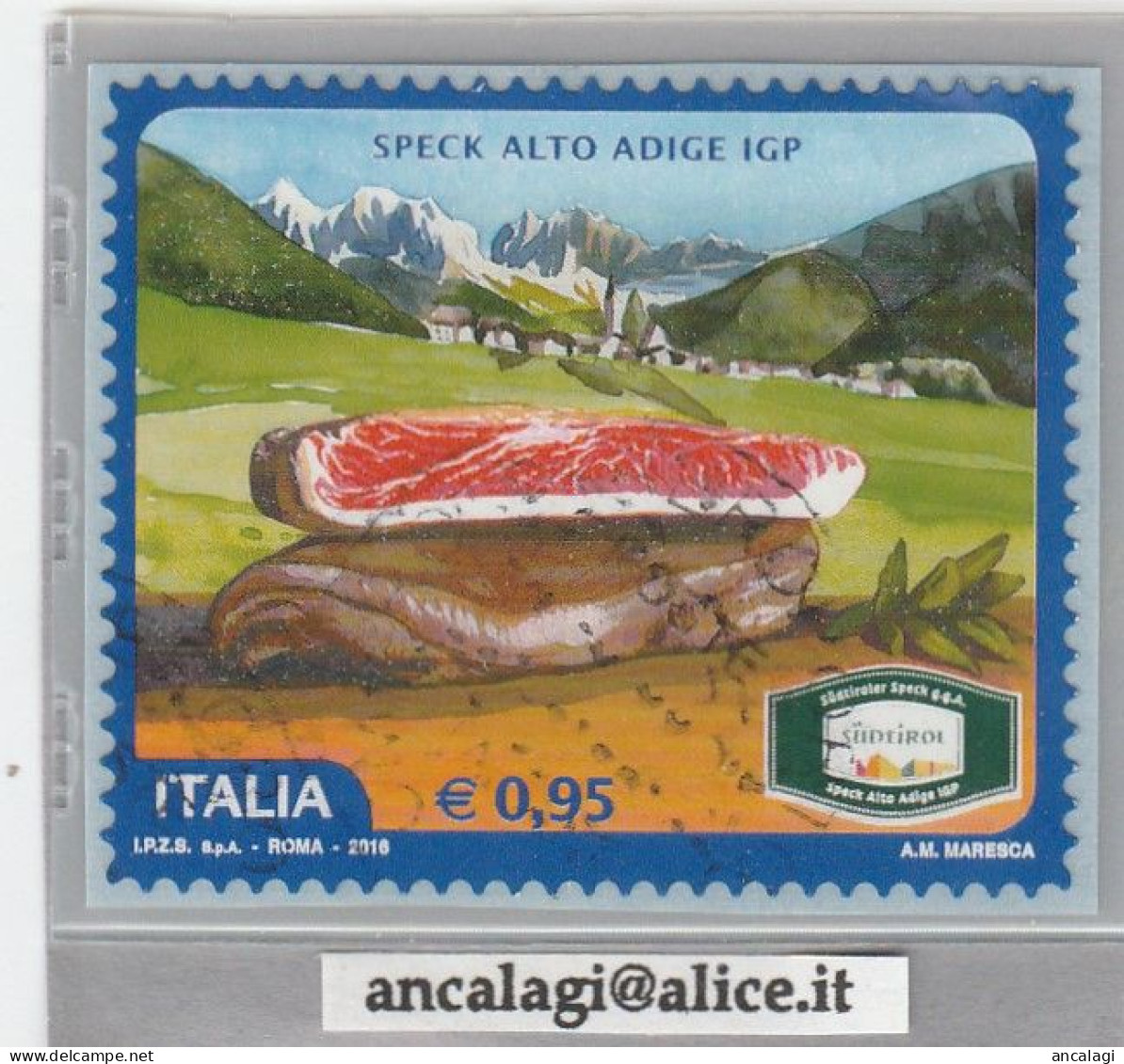 USATI ITALIA 2016 - Ref.1296 "SPECK ALTO ADIGE IGP" 1 Val. - - 2011-20: Afgestempeld