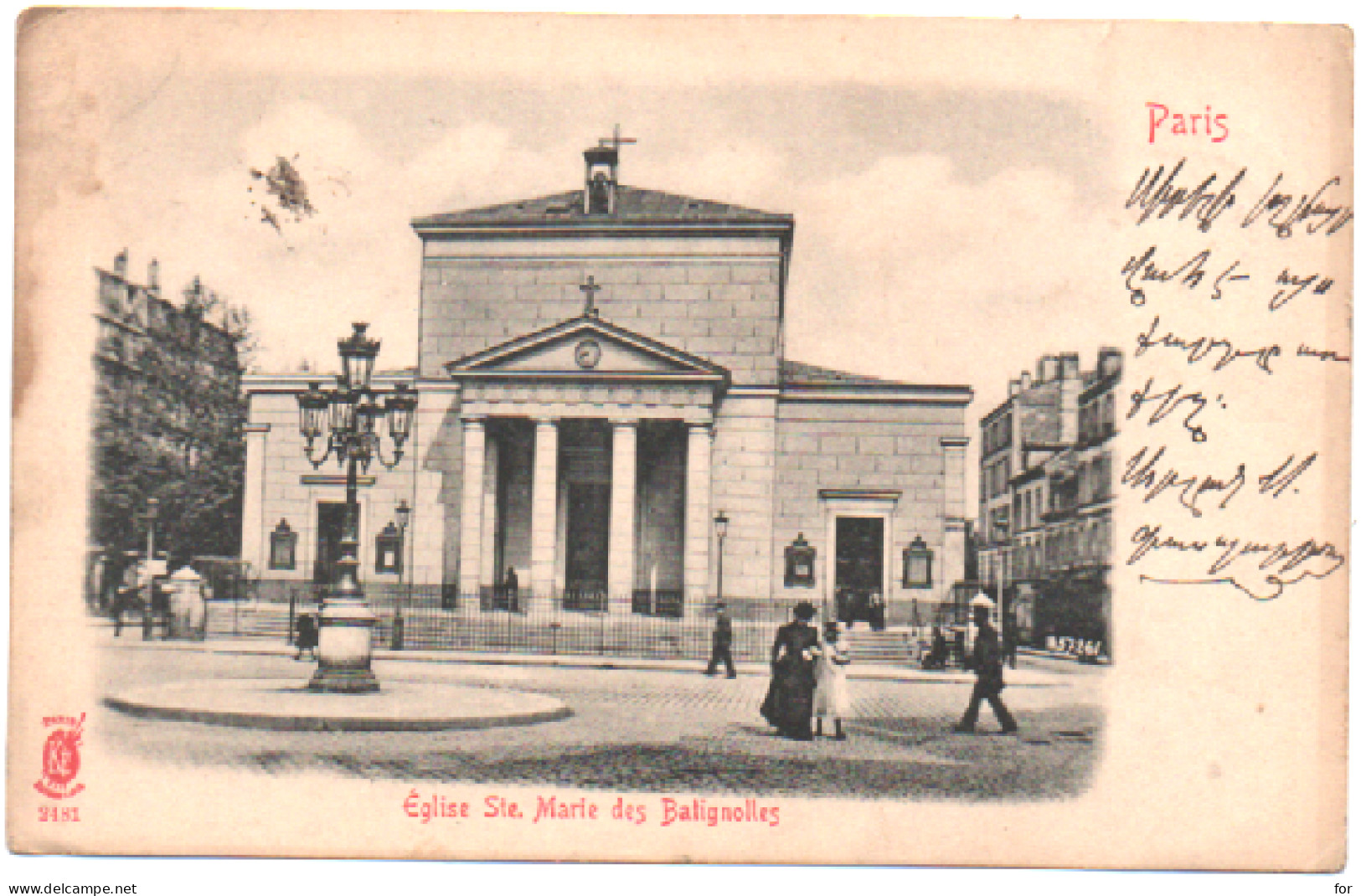 PARIS : église 7ém Arrondissement : église Ste. Marie Des BATIGNOLLES : Animée - Circa 1900 : édit. K F N°2481 - Chiese