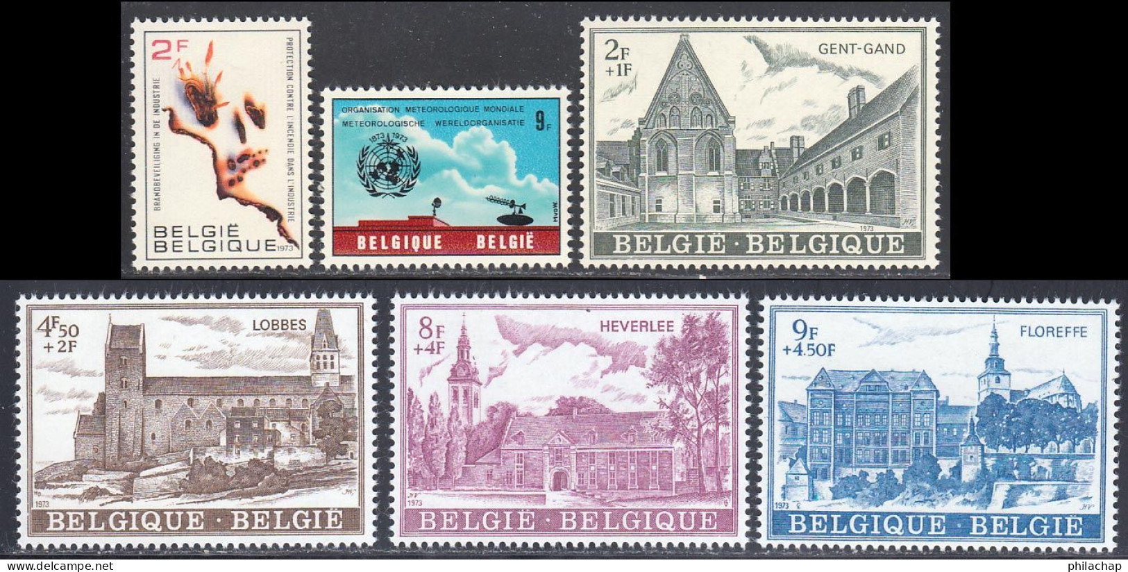 Belgique 1973 Yvert 1650 / 1655 ** TB - Ungebraucht