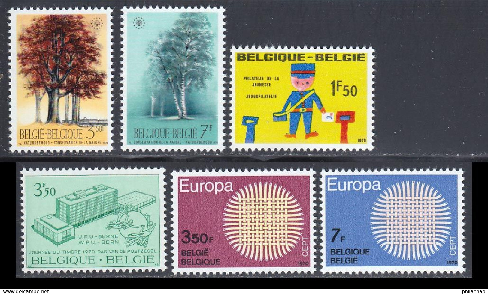 Belgique 1970 Yvert 1526 / 1531 ** TB - Neufs