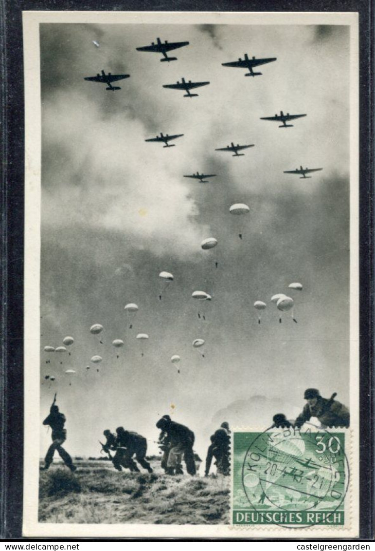 X0292 Germany Reich, Maximum 20.4.1943 Koln, Paratroopers, Fallschirmjäger, Mi-840 - Covers & Documents