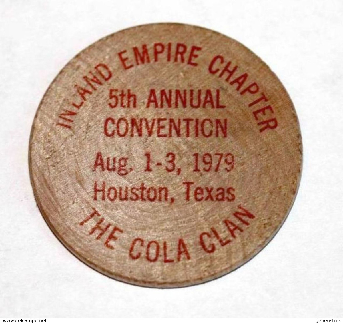 Wooden Nickel - Jeton Bois 1979 Monnaie Tête D'Indien - The Cola Clan Houston - Coca Cola - Etats-Unis - Wooden Token - Monetary/Of Necessity