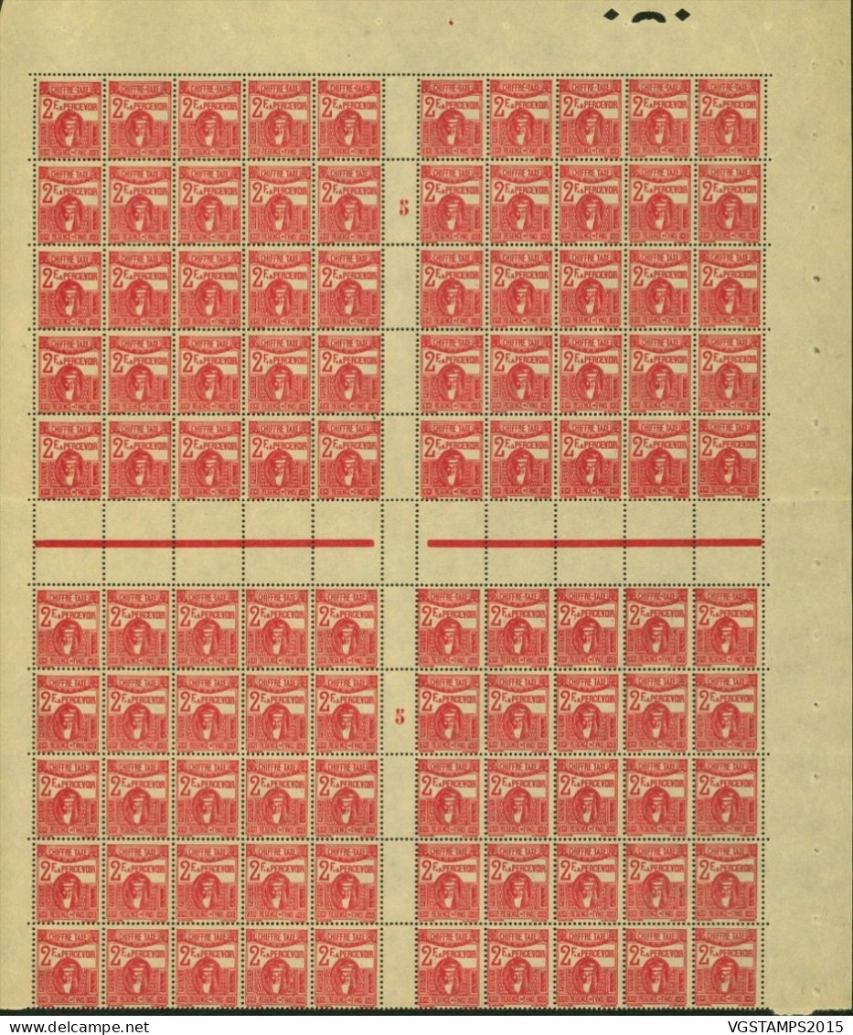 Tunisie 1945 - Colonie Française - Timbres Neufs.Yvert Taxe Nr.:61. Paneau De 100 Avec Millesime "5"(x2)...(EB) AR-02372 - Neufs