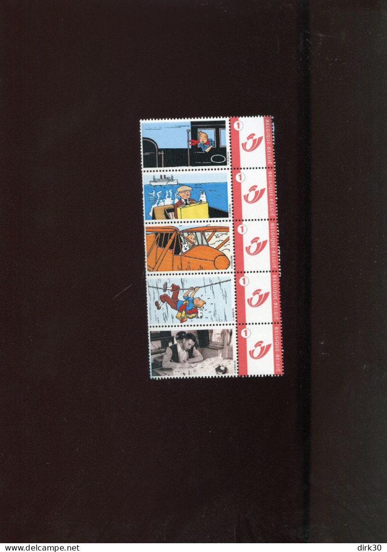 Belgie 3700 Gepersonaliseerde Zegel MNH Duostamps BD COMICS STRIPS TINTIN TRAIN PLANE SHIP - Mint