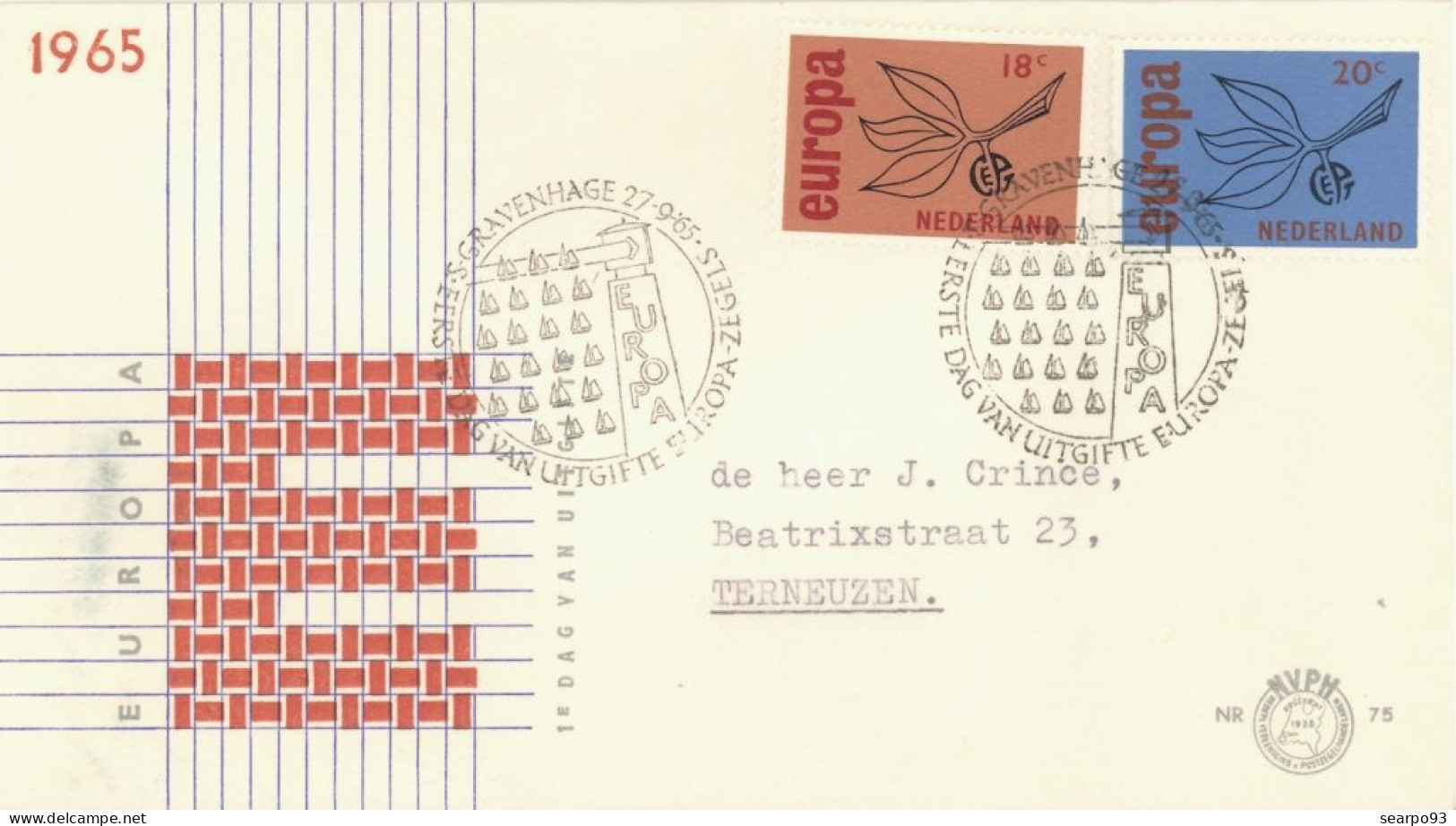 NETHERLANDS. FDC. EUROPA CEPT. 1965 - FDC