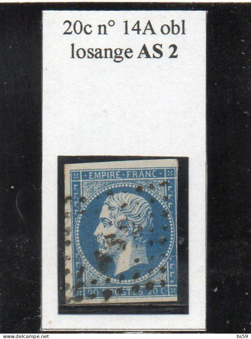 Paris - N° 14A (ld) Obl Losange AS2 - 1853-1860 Napoleon III