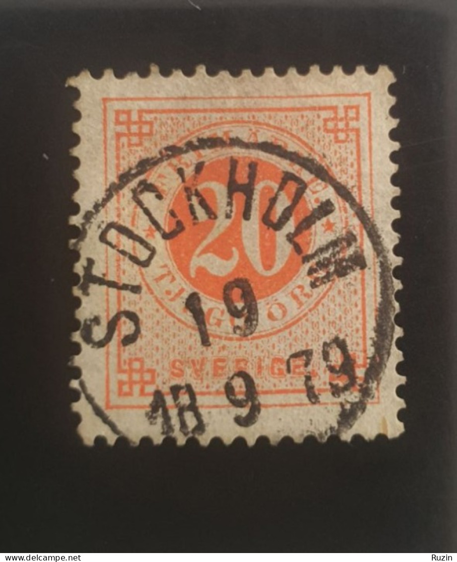 Sweden Stamp 1879 - Circle Type 20 öre Orange With Nice Cancelation - Oblitérés