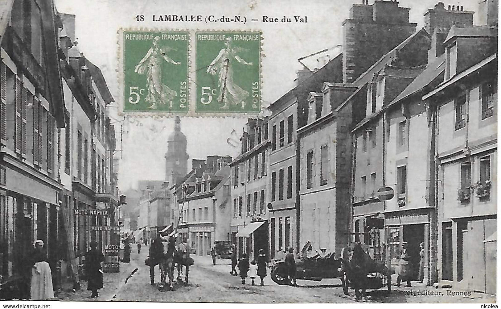 22 LAMBALLE RUE DU VAL ANIMATION ANCIENS COMMERCES AUTOMOBILES - Lamballe