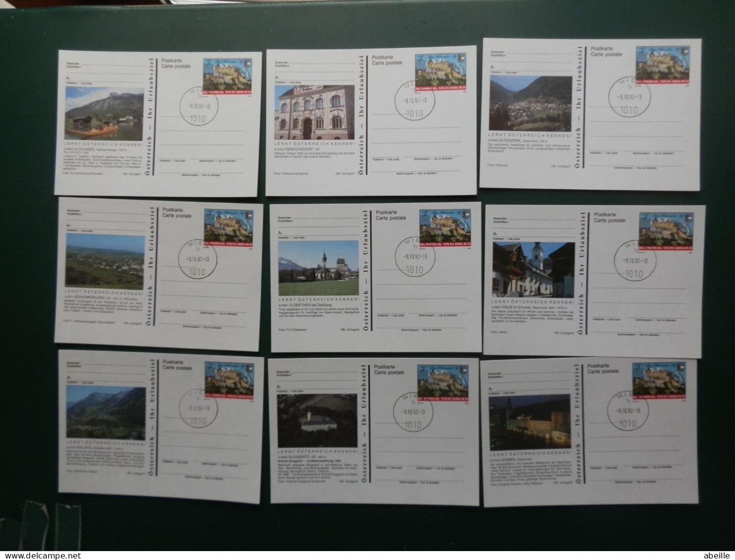 ENTIERS AUTRICHE C/  14 CP ILLUSTREE 196/1-196/14  OBL. WIEN 1992 - Cartes Postales