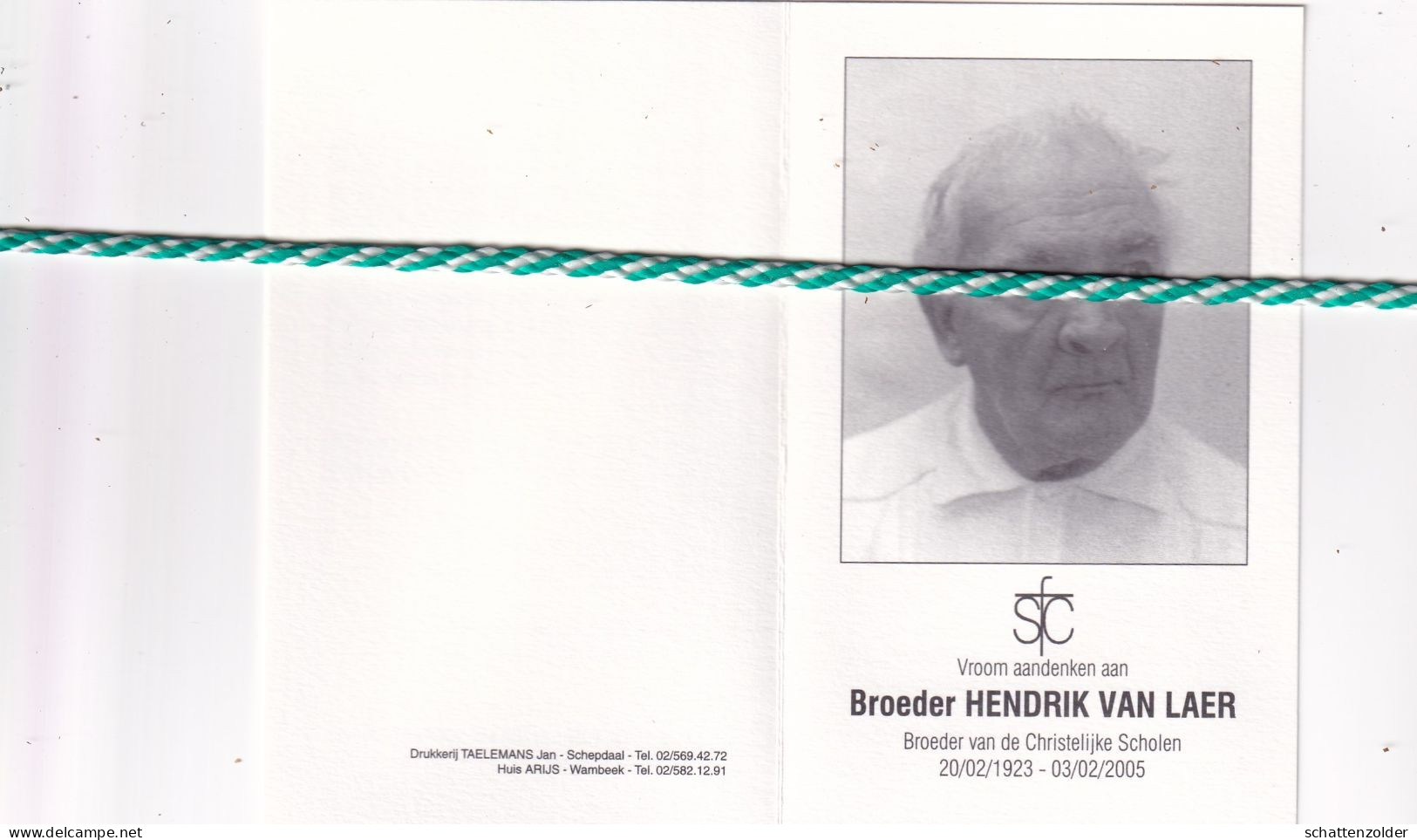 Broeder Hendrik Van Laer, Sint-Katharina-Lombeek 1923, Groot-Bijgaarden 2005. Foto - Todesanzeige