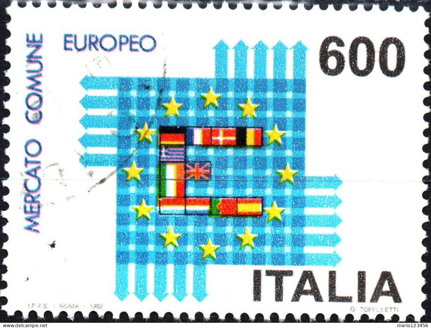 ITALIA, ITALY, MERCATO COMUNE EUROPEO, 1992, USATI Scott IT 1915 Yt:IT 1983 - 1991-00: Gebraucht