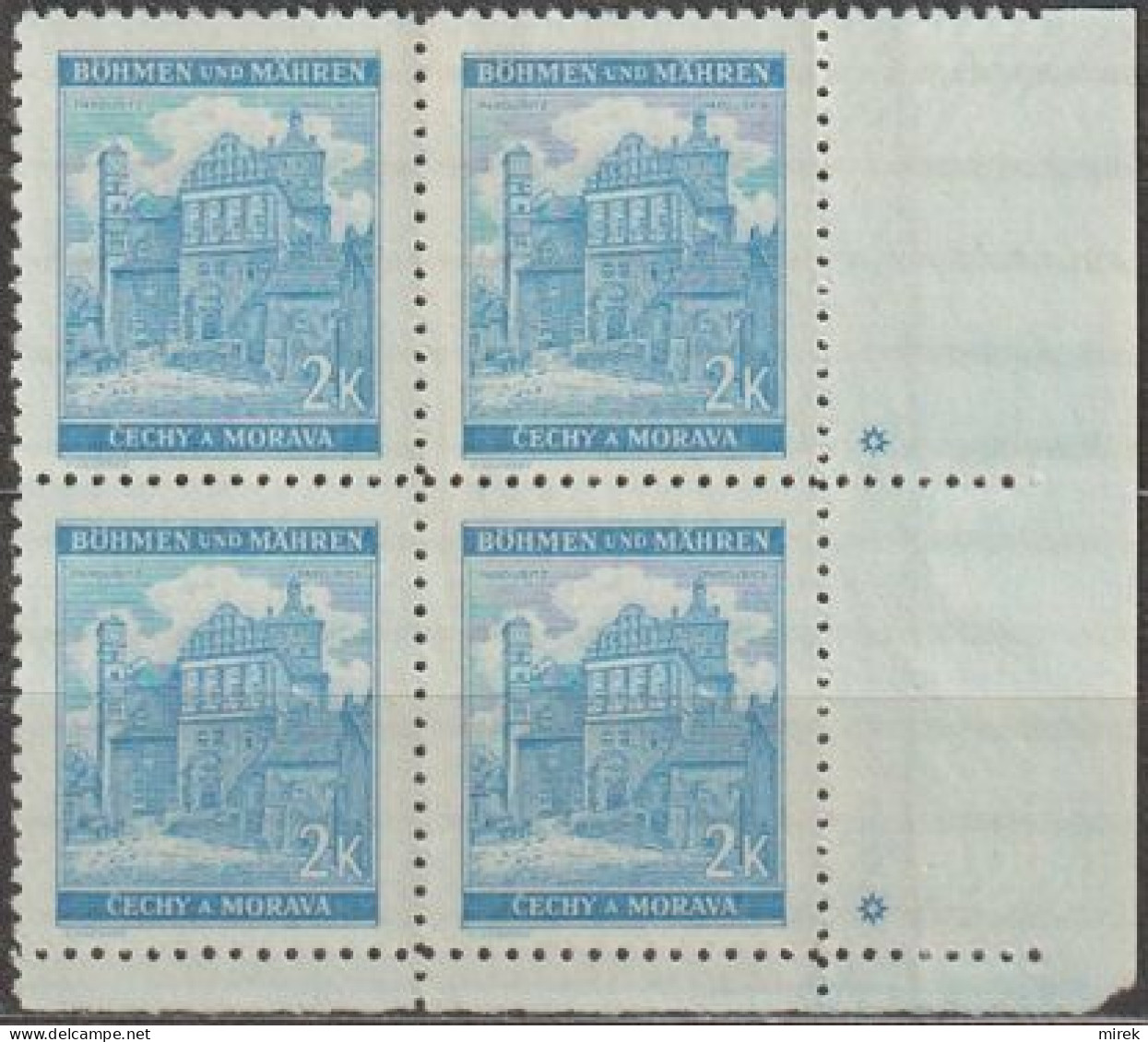 115/ Pof. 59, Light Blue; Corner 4-block, Plate Mark * - Unused Stamps