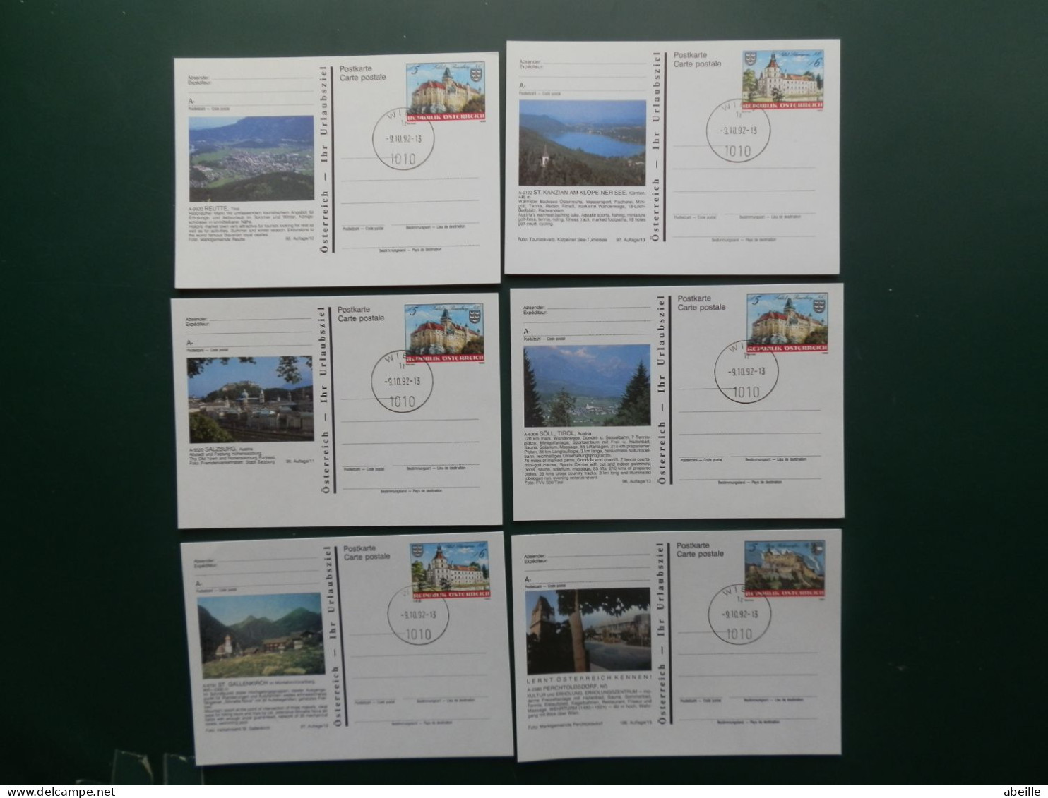 ENTIERS AUTRICHE D/  14 CP ILLUSTREE 96/1-96/15  OBL. WIEN 1992 - Cartes Postales