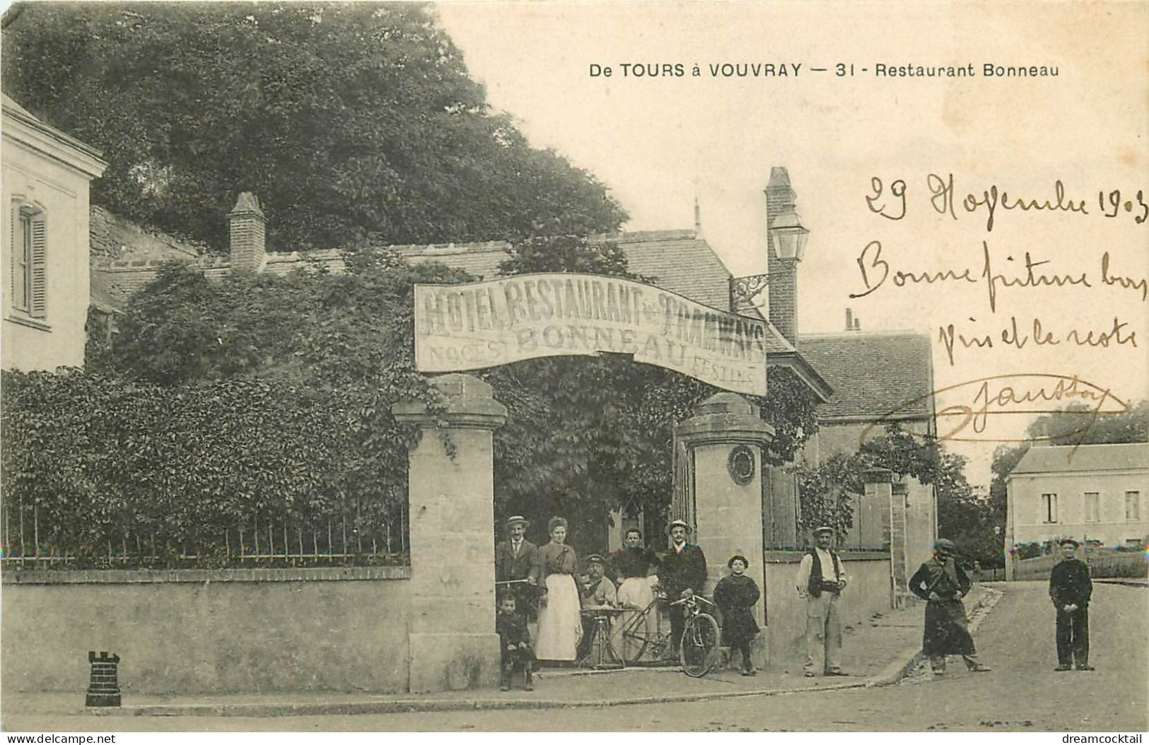 37 TOURS à VOUVRAY. Hôtel Restaurant Tramway Bonneau 1903 - Vouvray