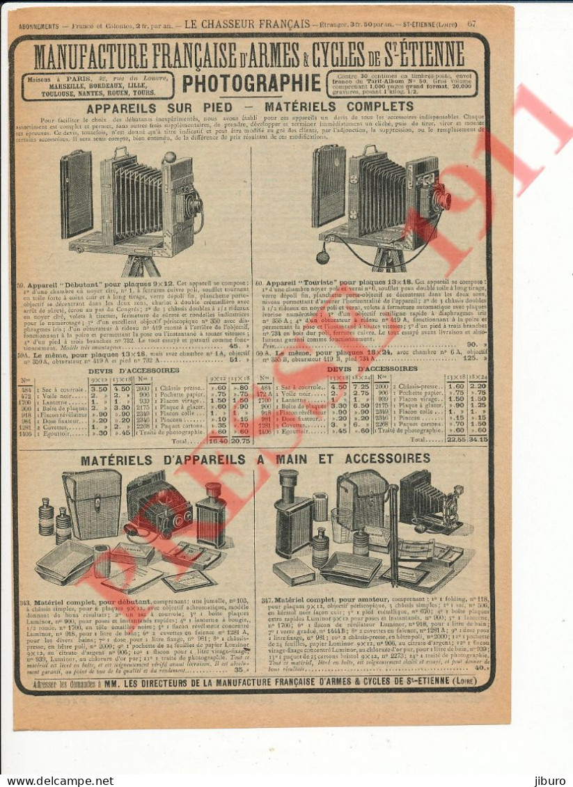 Publicité Vintage 1911 Photographie Appareils Photographiques Sur Pied Touriste Matériels D'appareil à Main 216CH26 - Pubblicitari