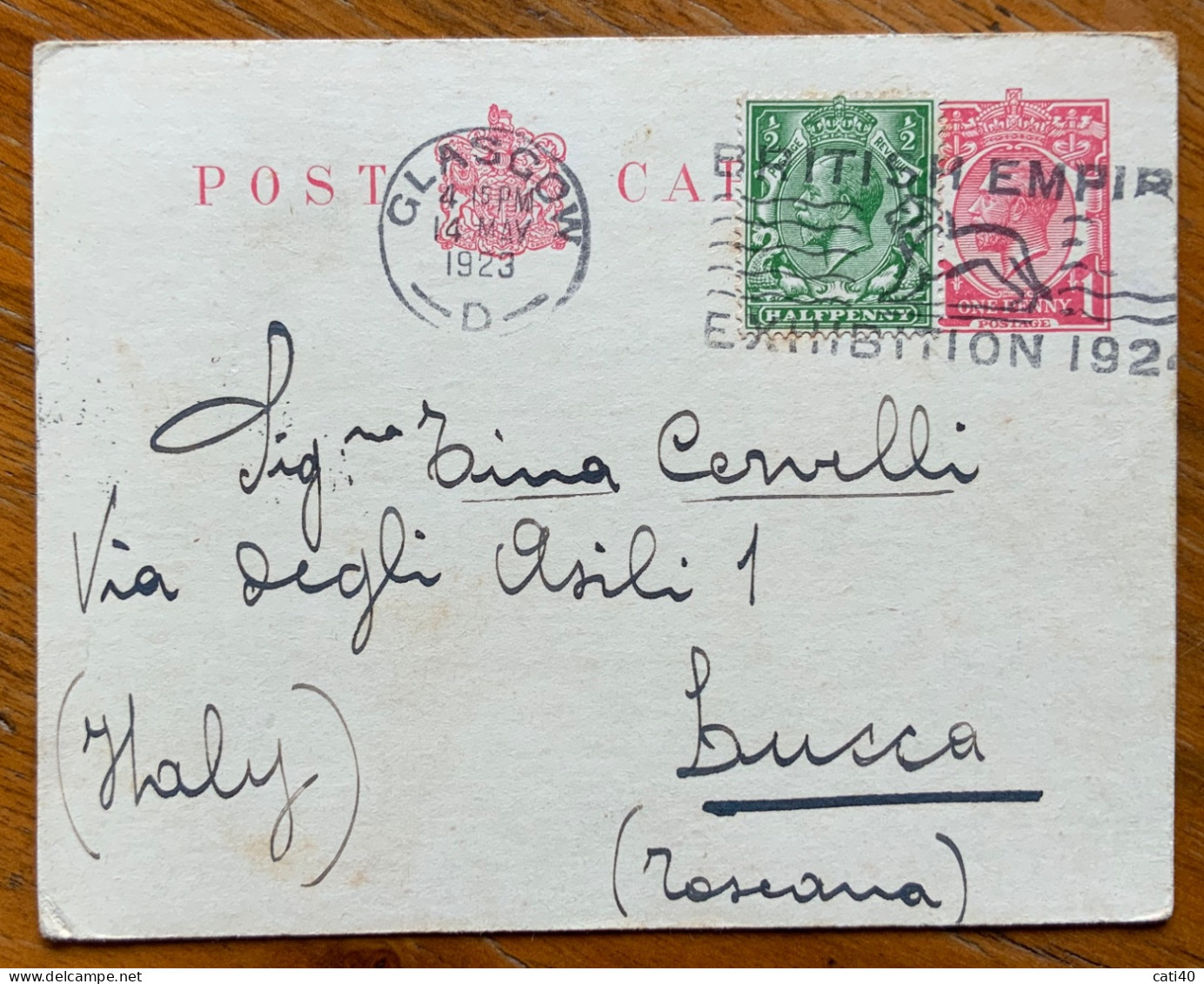 GRAN BRETAGNA -  POST CARD GLASGOW 14 NAY 1923 PER TINA CERVELLI A LUCCA ITALY - Royal Families