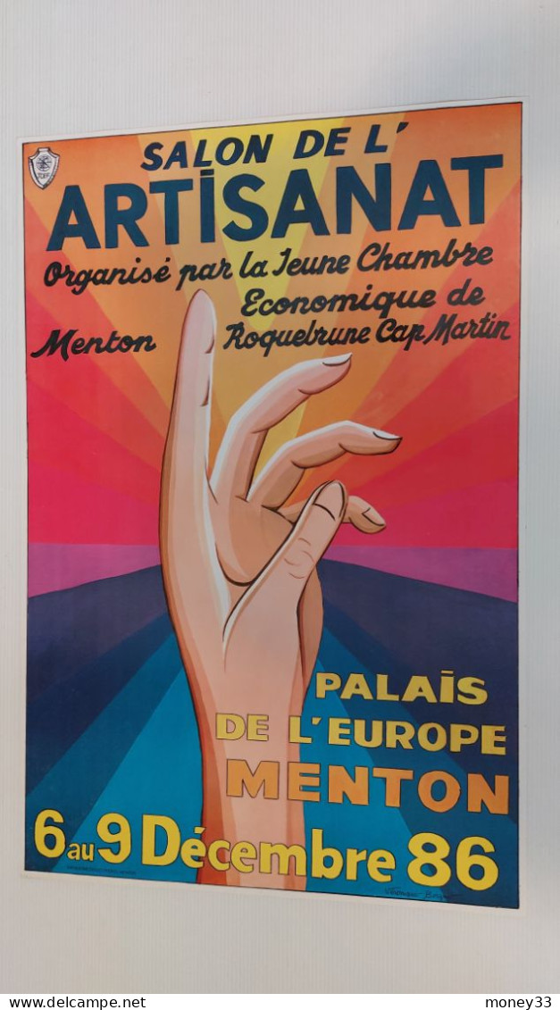 Salon De L'artisanat Palais De L'Europe Menton Du 6 Au 9 Décembre 1986 Par Véronique Borgne - Afiches