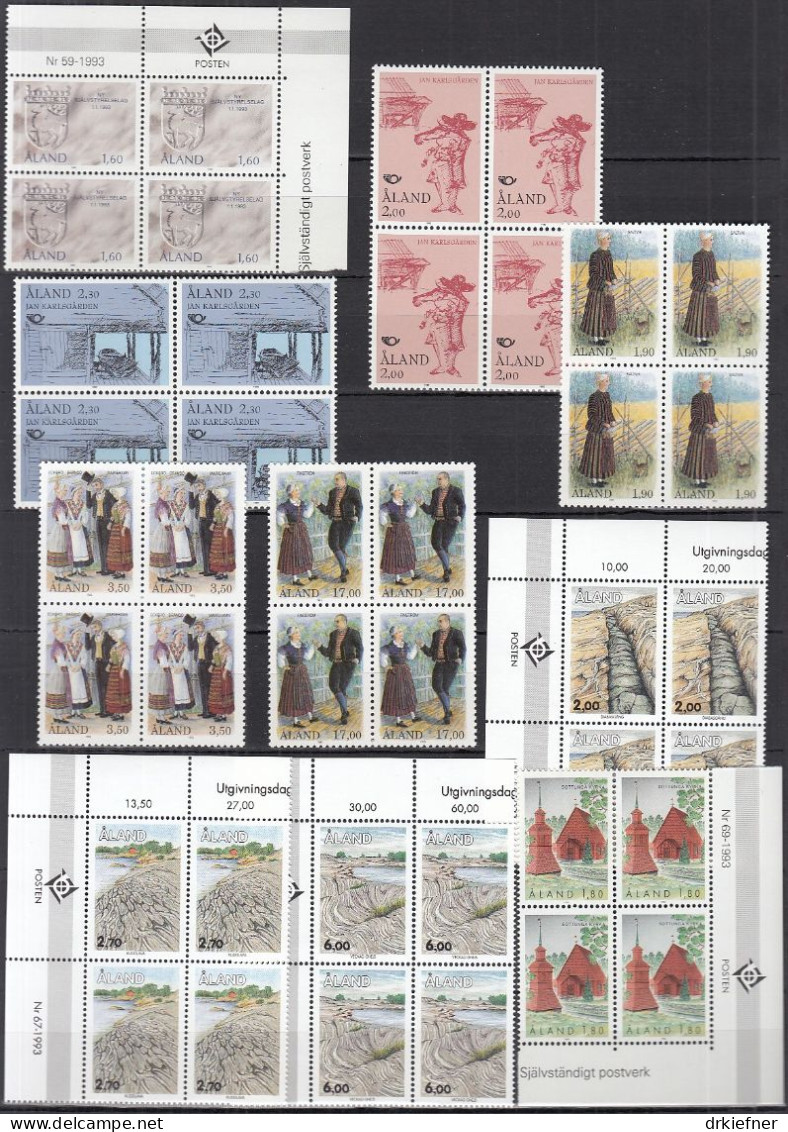 ALAND  Jahrgang 1993, 4erBlock, Postfrisch **, 65, 70-78 - Aland