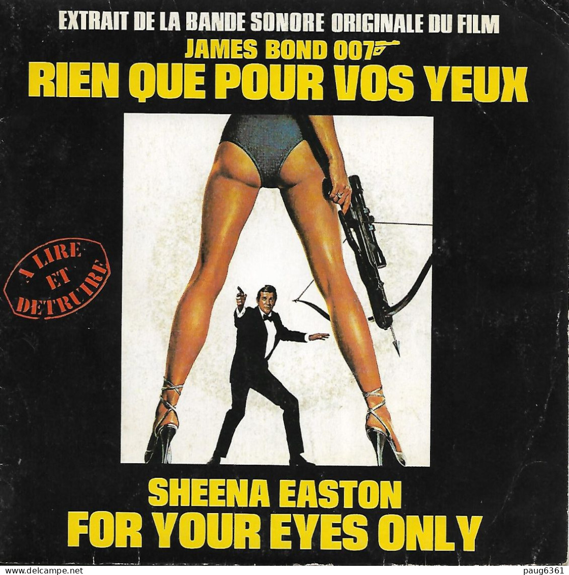 B.O. Du Film "RIEN QUE POUR VOS YEUX" (James Bond 007) : "For Your Eyes Only", Par Sheena EASTON  BON ETAT VG - Musique De Films