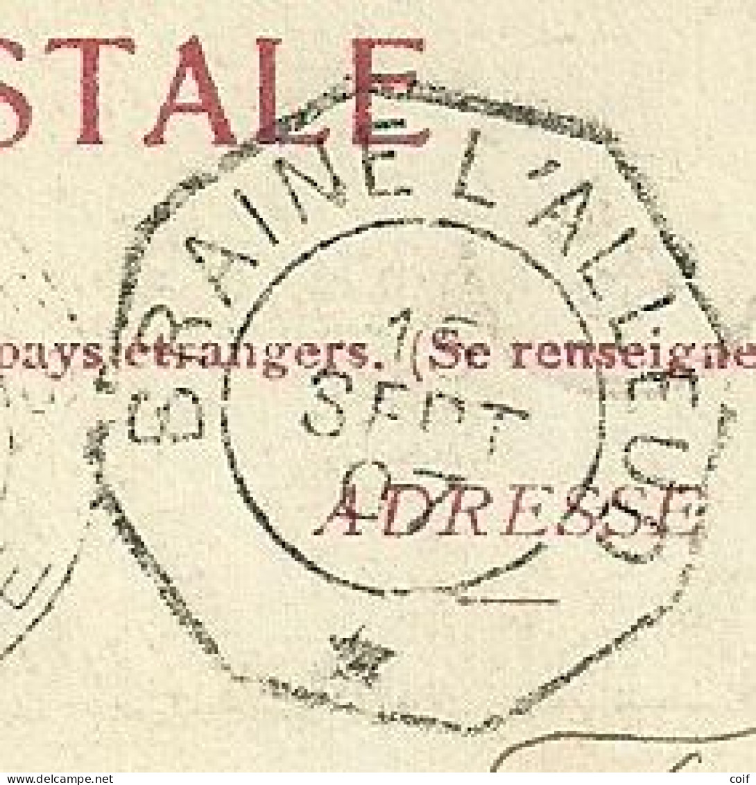 83 Op Kaart (Waterloo) Stempel BRUXELLES (MIDI) Met Telegraafstempel BRAINE-L'ALLEUD Als (origine Stempel) - 1893-1907 Wappen