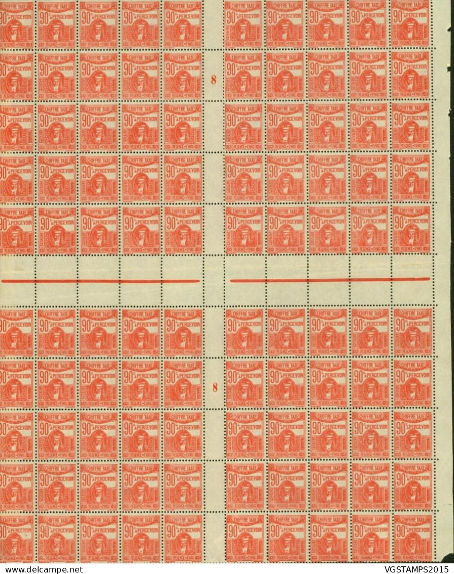 Tunisie 1923 - Colonie Française -Timbres Neufs.Yvert Taxe Nr.: 46. Panneau De 100 Avec Millesime "8" (x2).(EB) AR-02375 - Nuevos