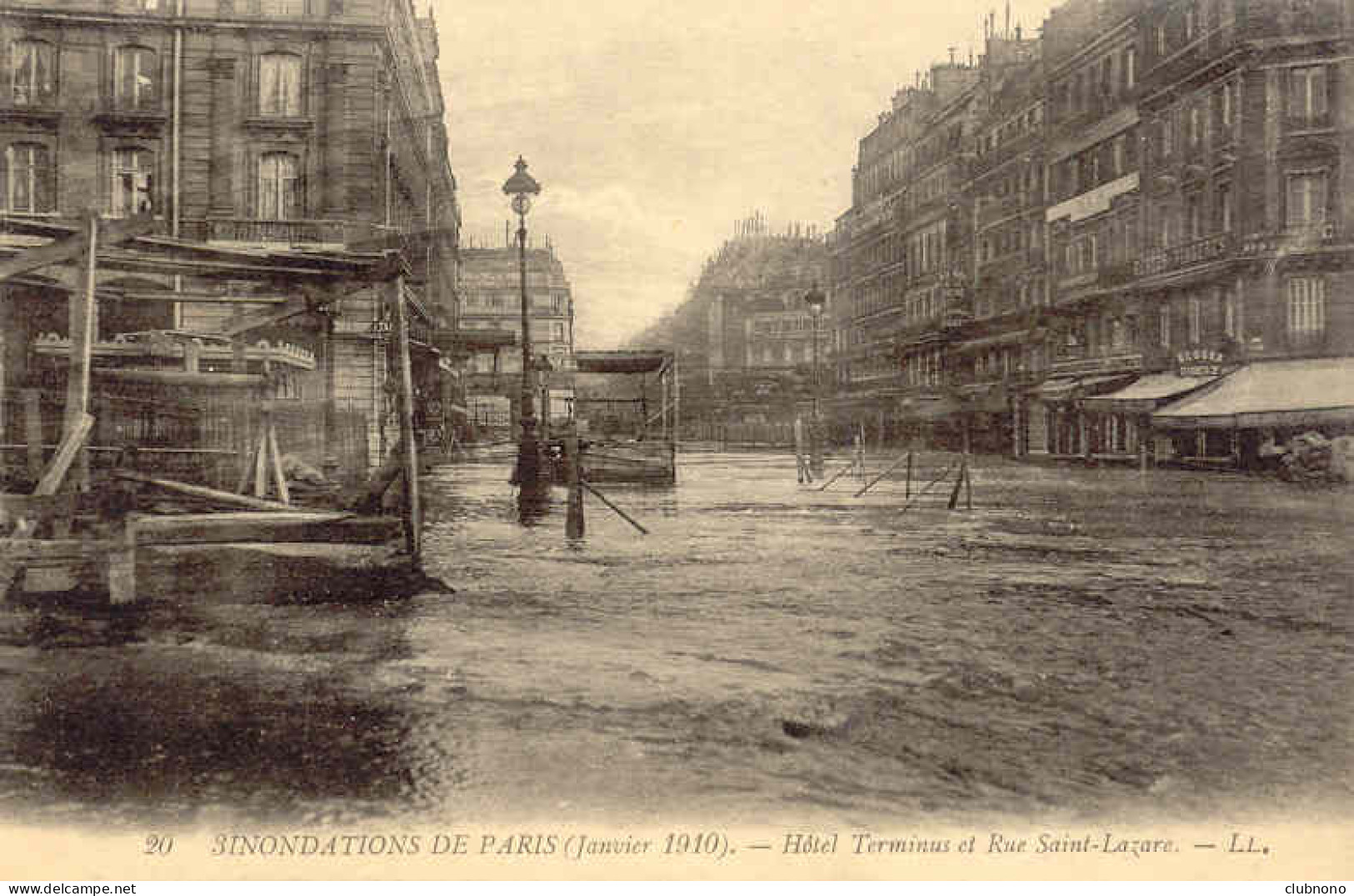 CPA - INONDATIONS DE PARIS - HOTEL TERMINUS ET RUE SAINT LAZARE - Paris Flood, 1910
