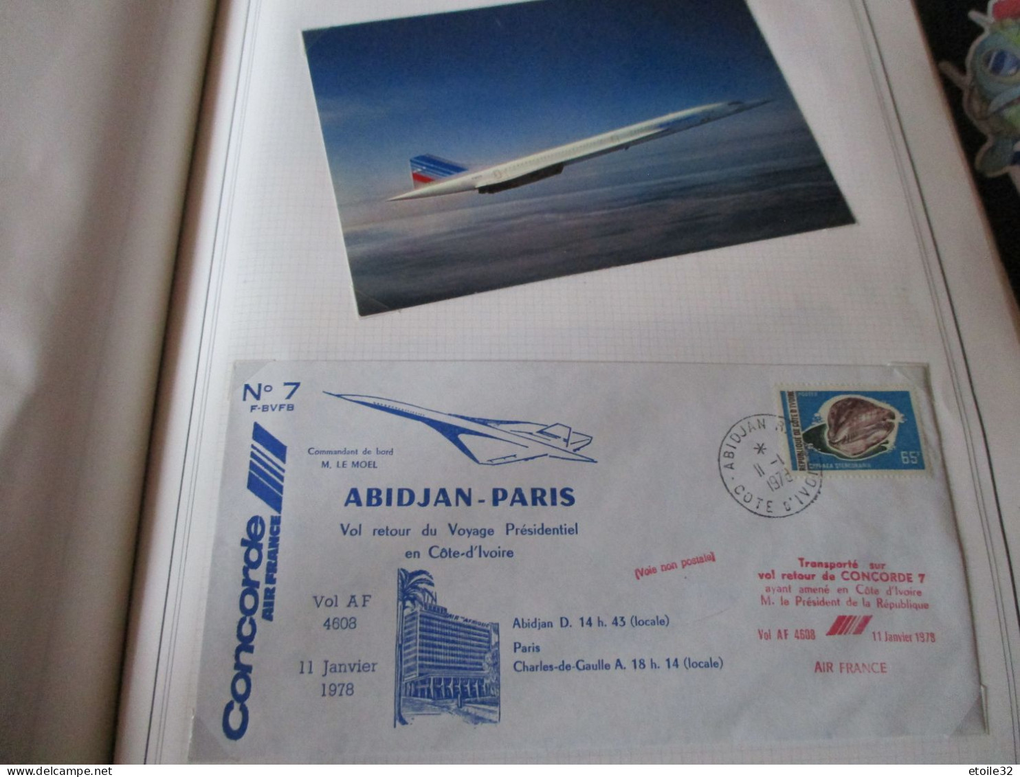 CONCORDE ABIDJAN/PARIS Voyage Présidentel + Carte Postale - Concorde