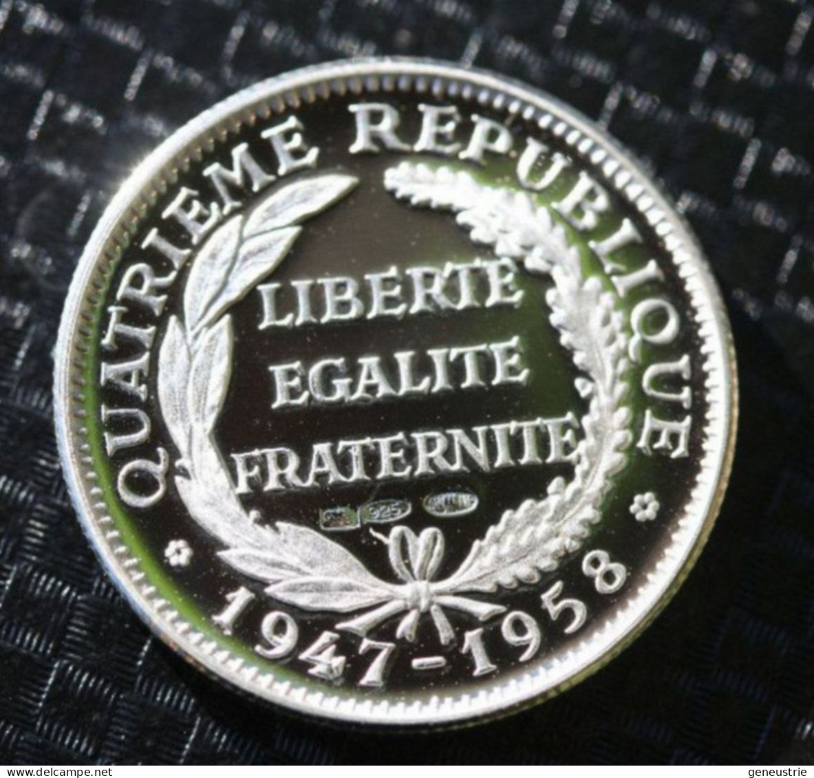 Beau Jeton Argent Poinçonnée 925 - 21mm "Président De La République Vincent Auriol" French President Token - Monedas Elongadas (elongated Coins)