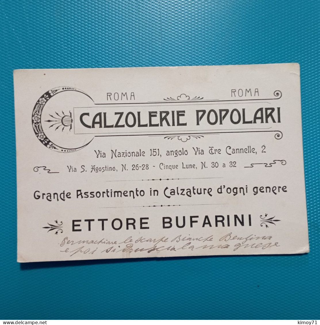 Cartolina Calzolerie Popolari Roma. - Pubblicitari