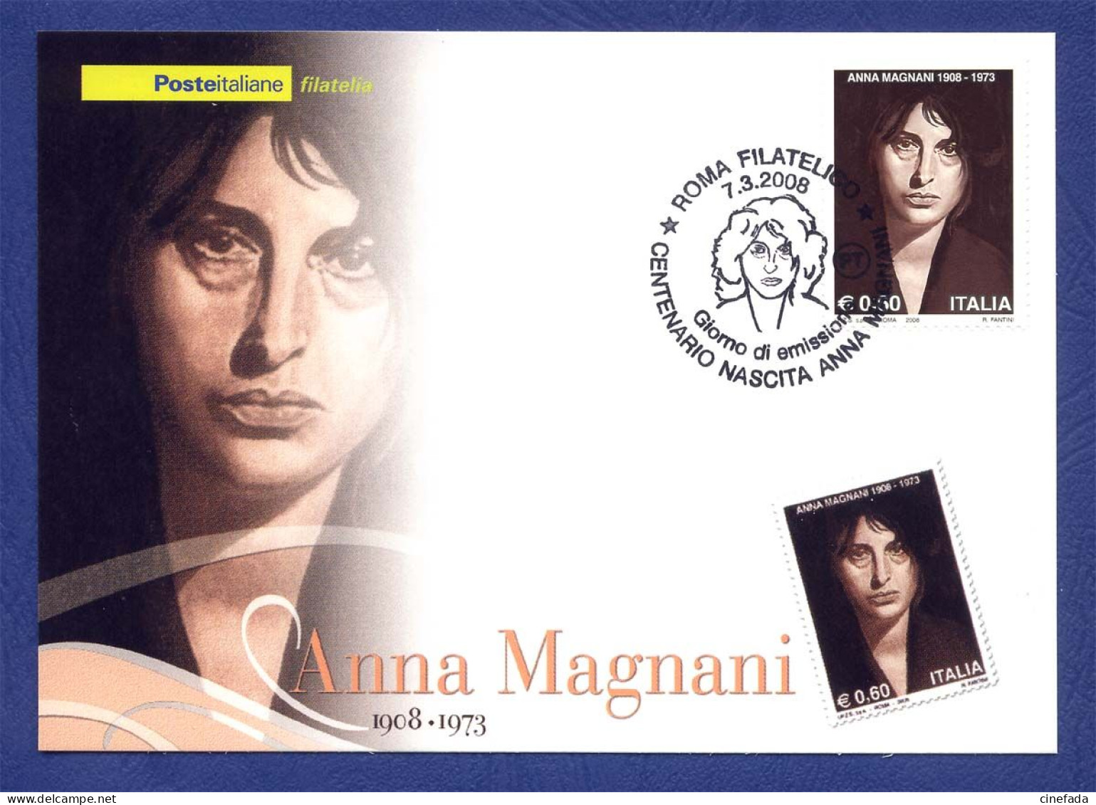 ITALIE Anna MAGNANI. Centenaire Naissance. Actrice Italienne, Oscar En 1956. 2008. FDC Carte Postale. - Cinema