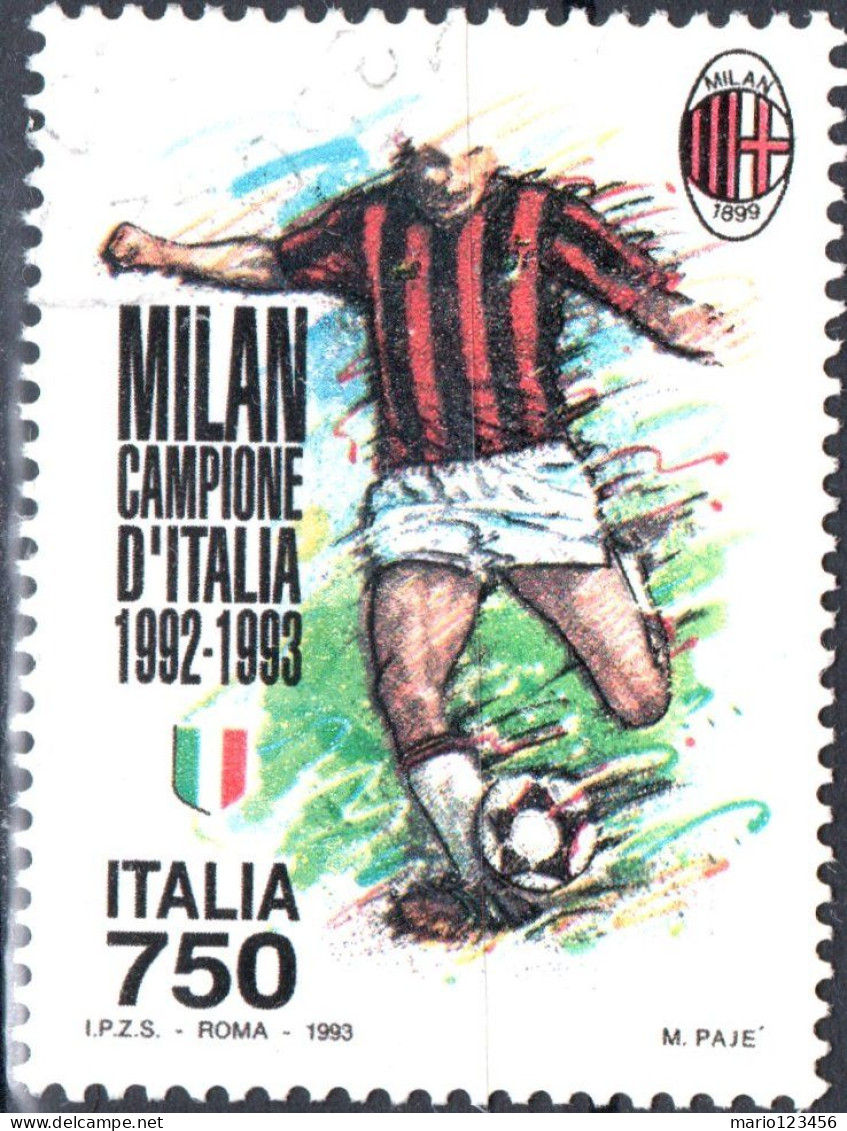 ITALIA, ITALY, MILAN CAMPIONE, 1993, USATI Scott:IT 1933, Yt:IT 2014 - 1991-00: Oblitérés