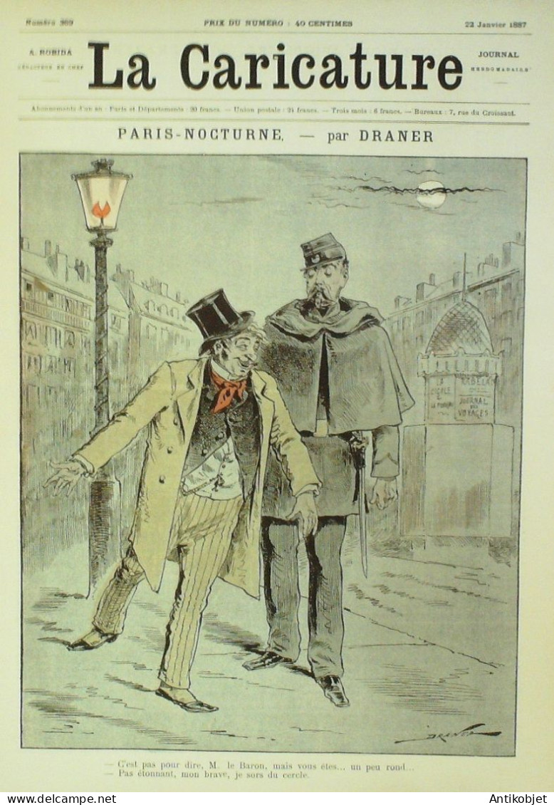 La Caricature 1887 N°369 Paris Nocturne Draner De Bonnières Par Luque GodefroyTrock - Revistas - Antes 1900