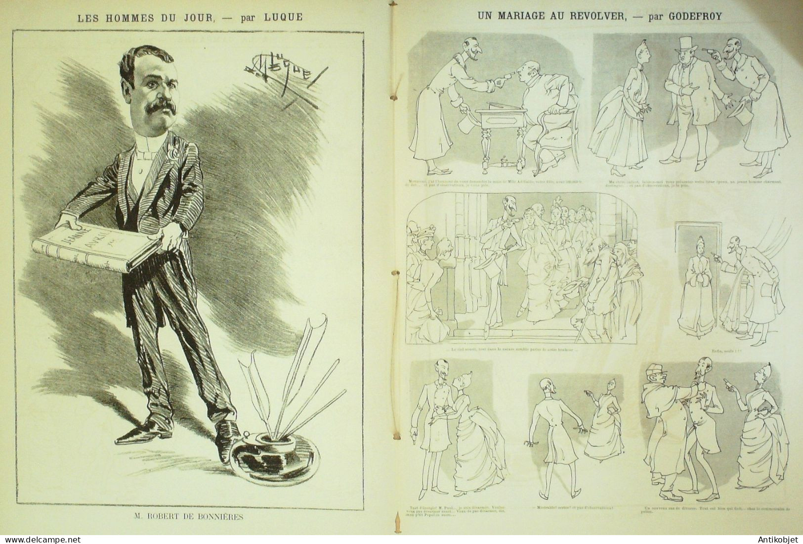 La Caricature 1887 N°369 Paris Nocturne Draner De Bonnières Par Luque GodefroyTrock - Magazines - Before 1900