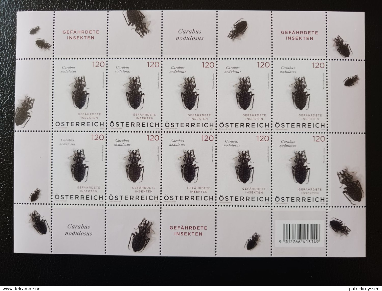 Austria 2024 Autriche Insect Pit Beetles Carabus Nodulosus Escarabajos 10v Mnh FULL SHHEET - Ungebraucht