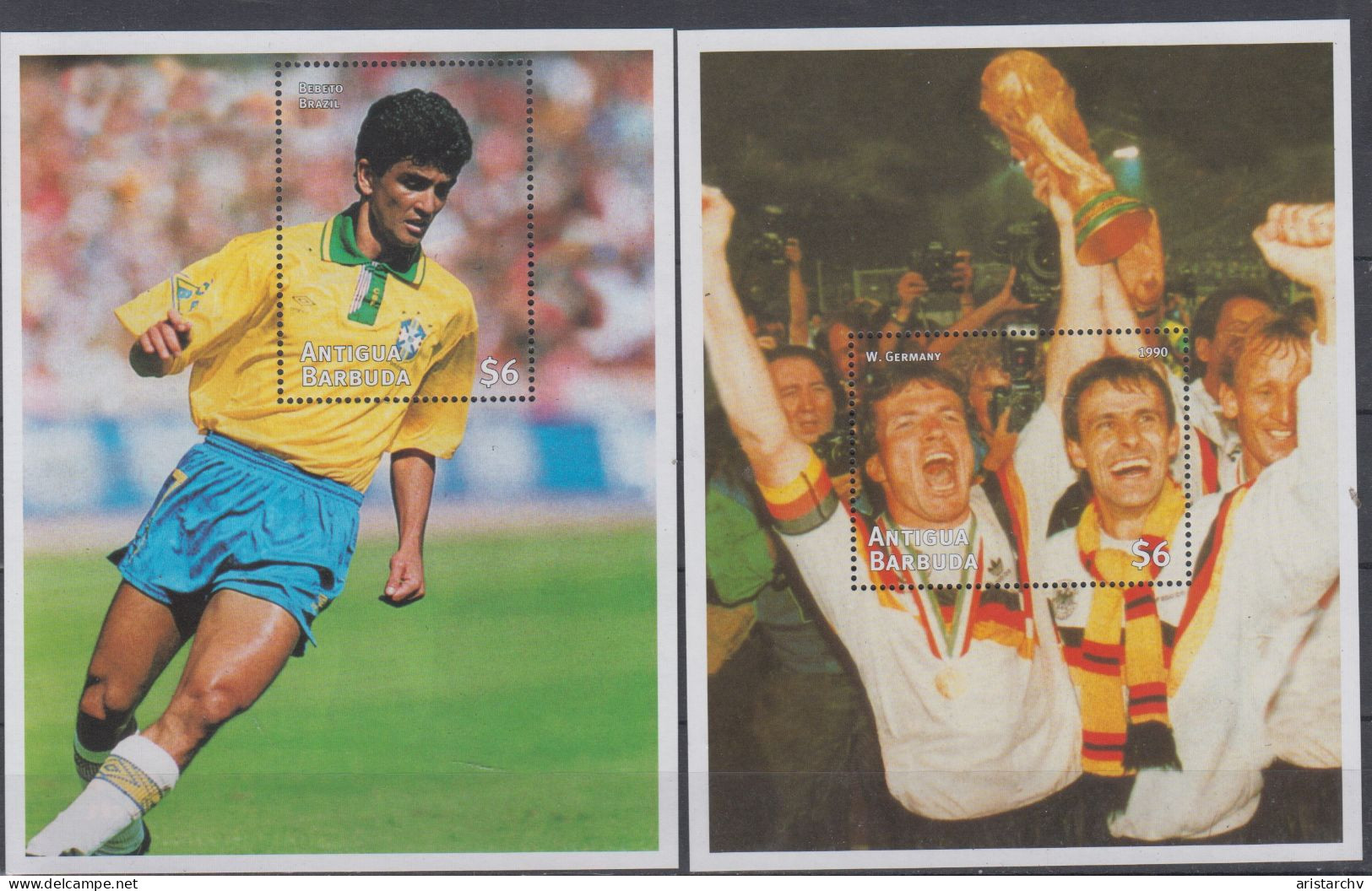 ANTIGUA BARBUDA 1998 FOOTBALL WORLD CUP 2 S/SHEETS SHEETLET AND 6 STAMPS - 1998 – Frankrijk