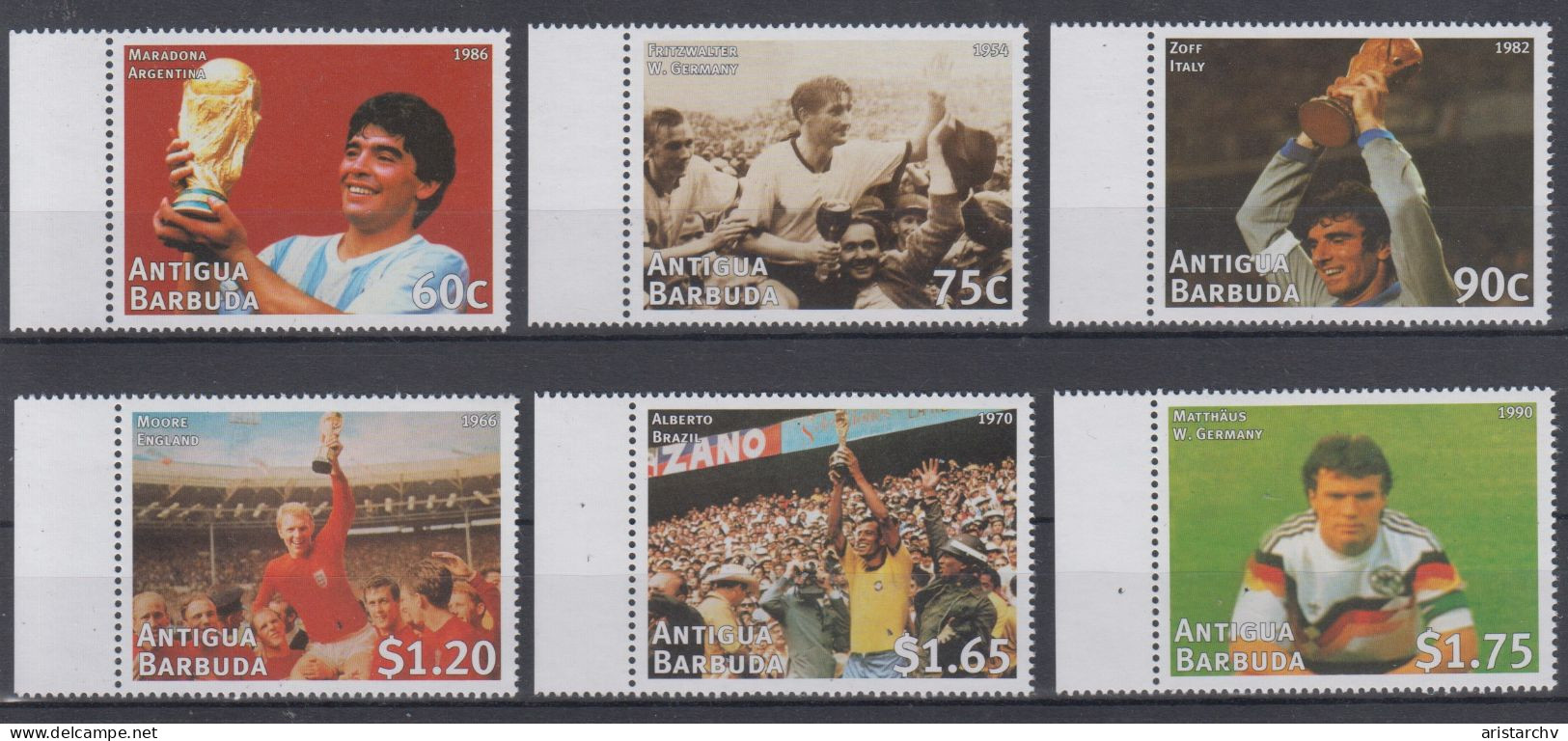 ANTIGUA BARBUDA 1998 FOOTBALL WORLD CUP 2 S/SHEETS SHEETLET AND 6 STAMPS - 1998 – Frankreich