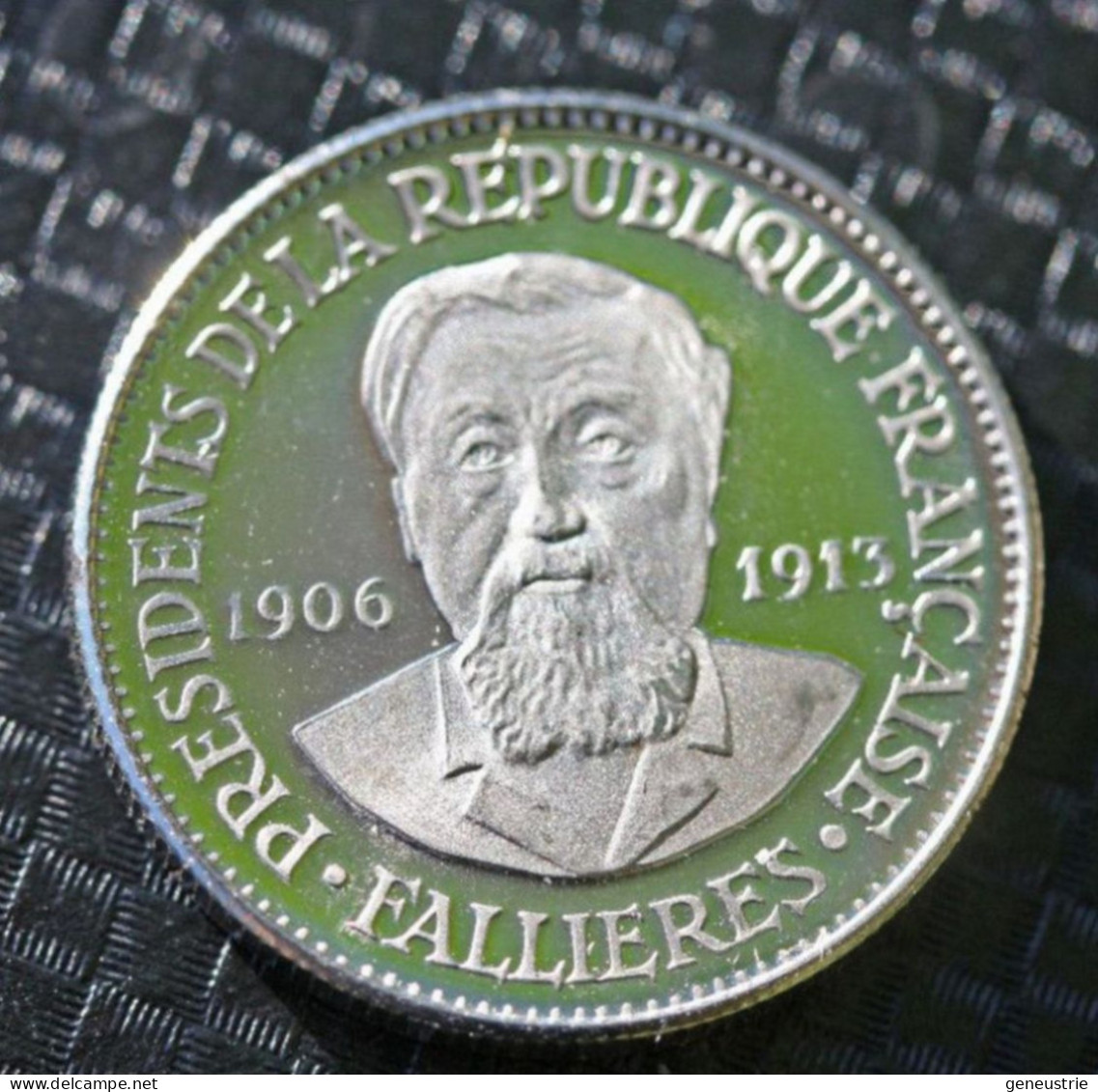 Belle Médaille Argent Poinçonnée 925 - 21mm "Président De La République Armand Fallières" French President Token - Professionnels / De Société