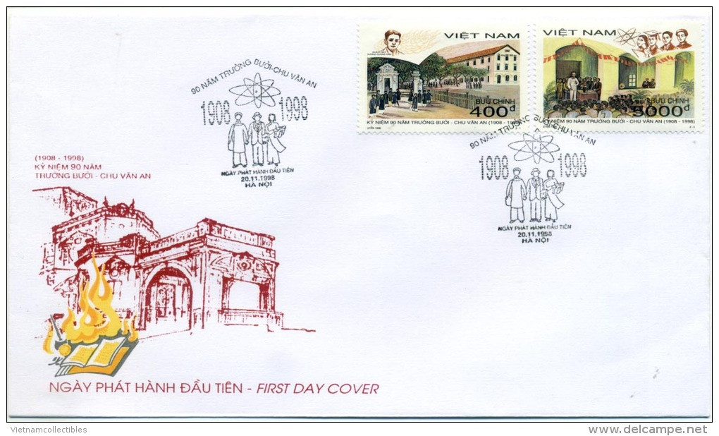 FDC Vietnam Viet Nam With Perf Stamps 1998 : 90th Anniversary Of Buoi - CHu Van An Secondary School (Ms792) - Vietnam