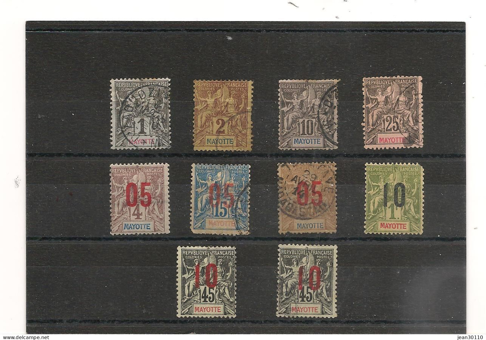 MAYOTTE 1892/1912  N°1-2-5-8-22-23-26-28-31  Oblitérés Et * Cote : 39,00 € - Used Stamps